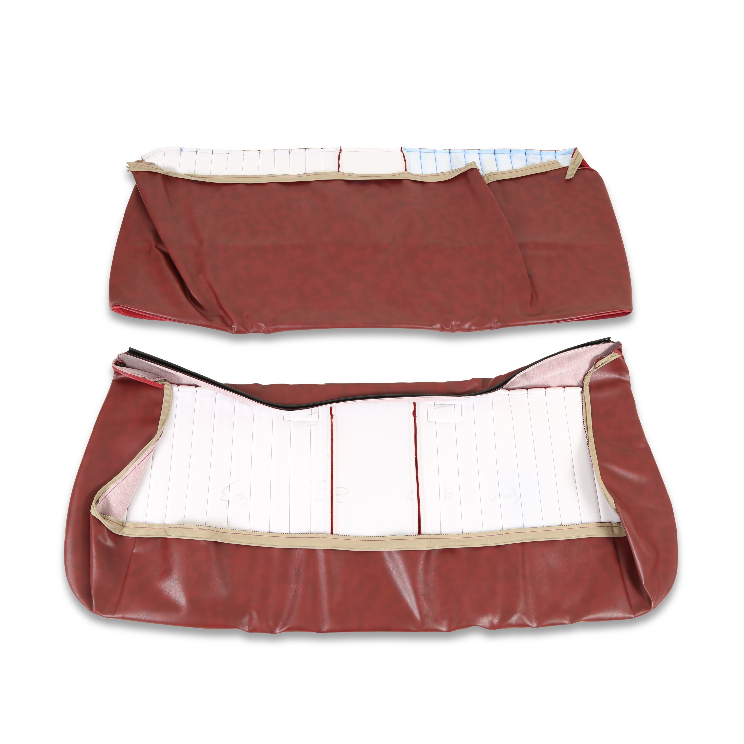 Brothers Trucks Front Bench Seat Cover-Vinyl/Velour-Maroon Vinyl/Burgundy Velour - Image 4