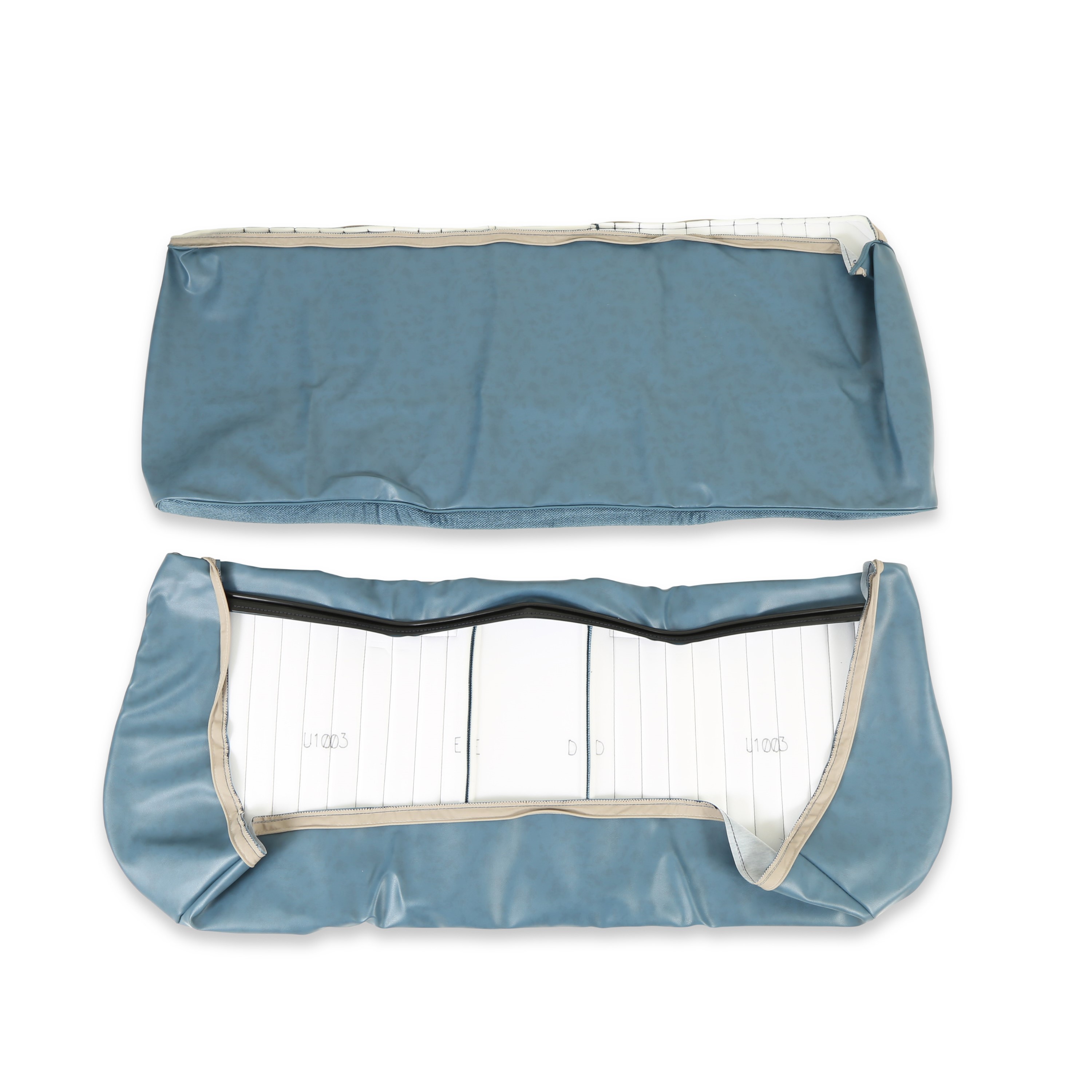 Brothers Trucks Seat Cover-Front Bench-Med Blue Vinyl/Blue Velour - Image 2