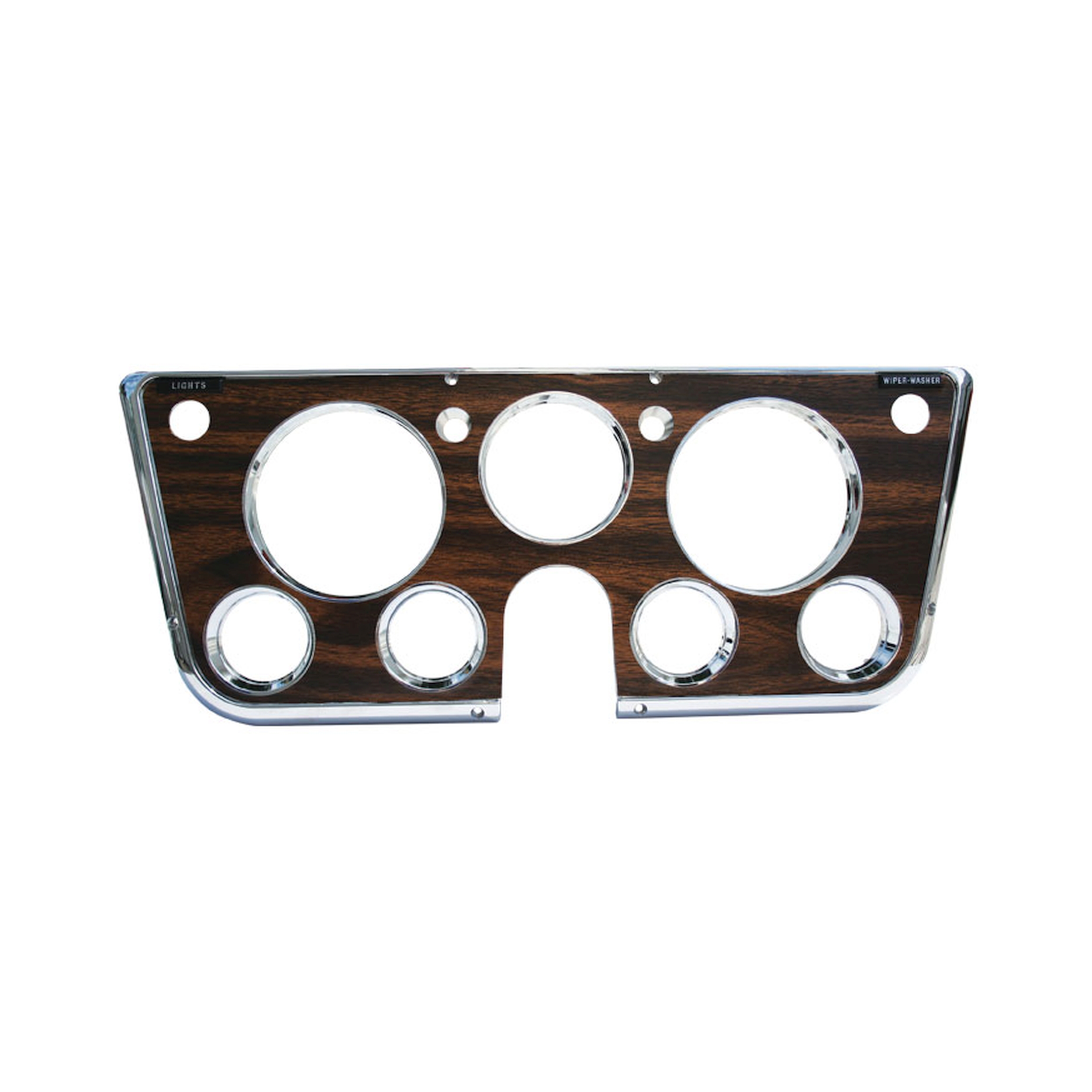 Brothers Trucks Instrument Bezel - 7 Hole w/ Gauges - Chrome/Woodgrain