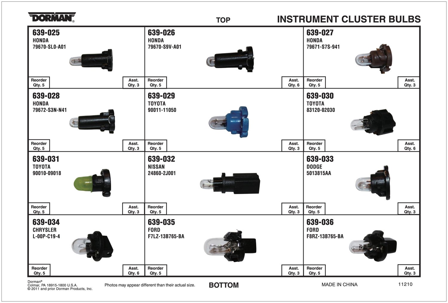 Dorman DOR-030-402 Instrument Bulb Tray