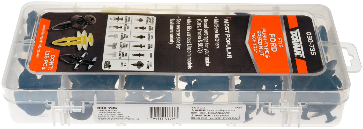 Dorman 030-735 Ford Fastener Tech Tray - Push-Type Retainers And Speed Nut - Image 4