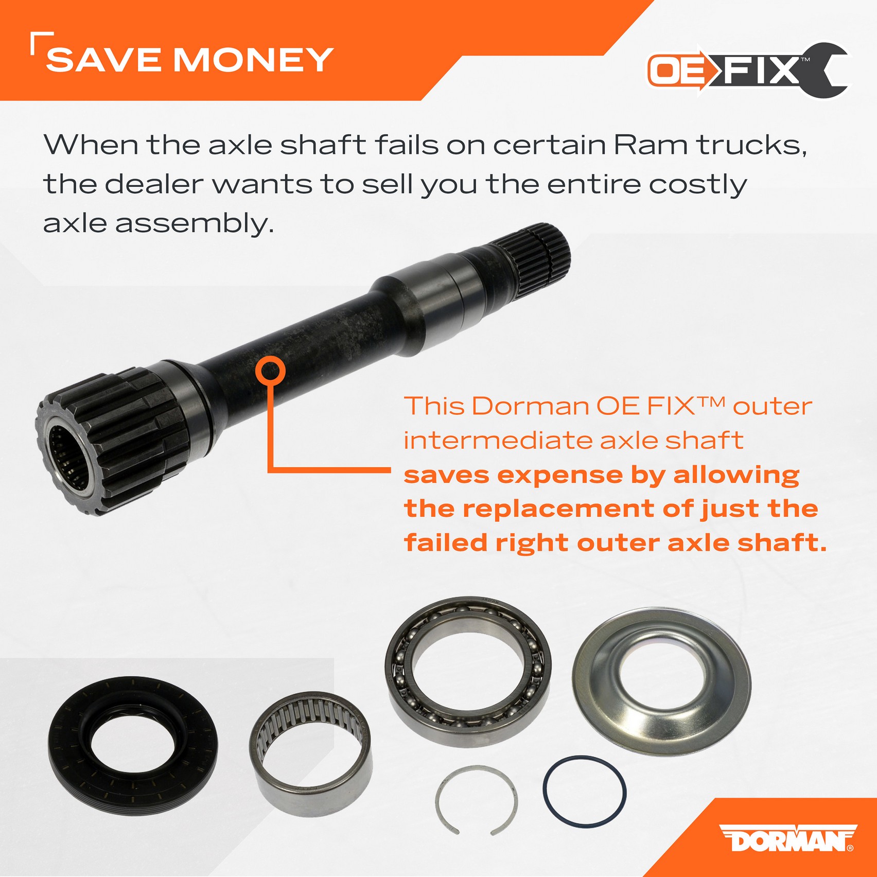 Dorman DOR-630-446 Right Outer Intermediate Axle Shaft - Image 2