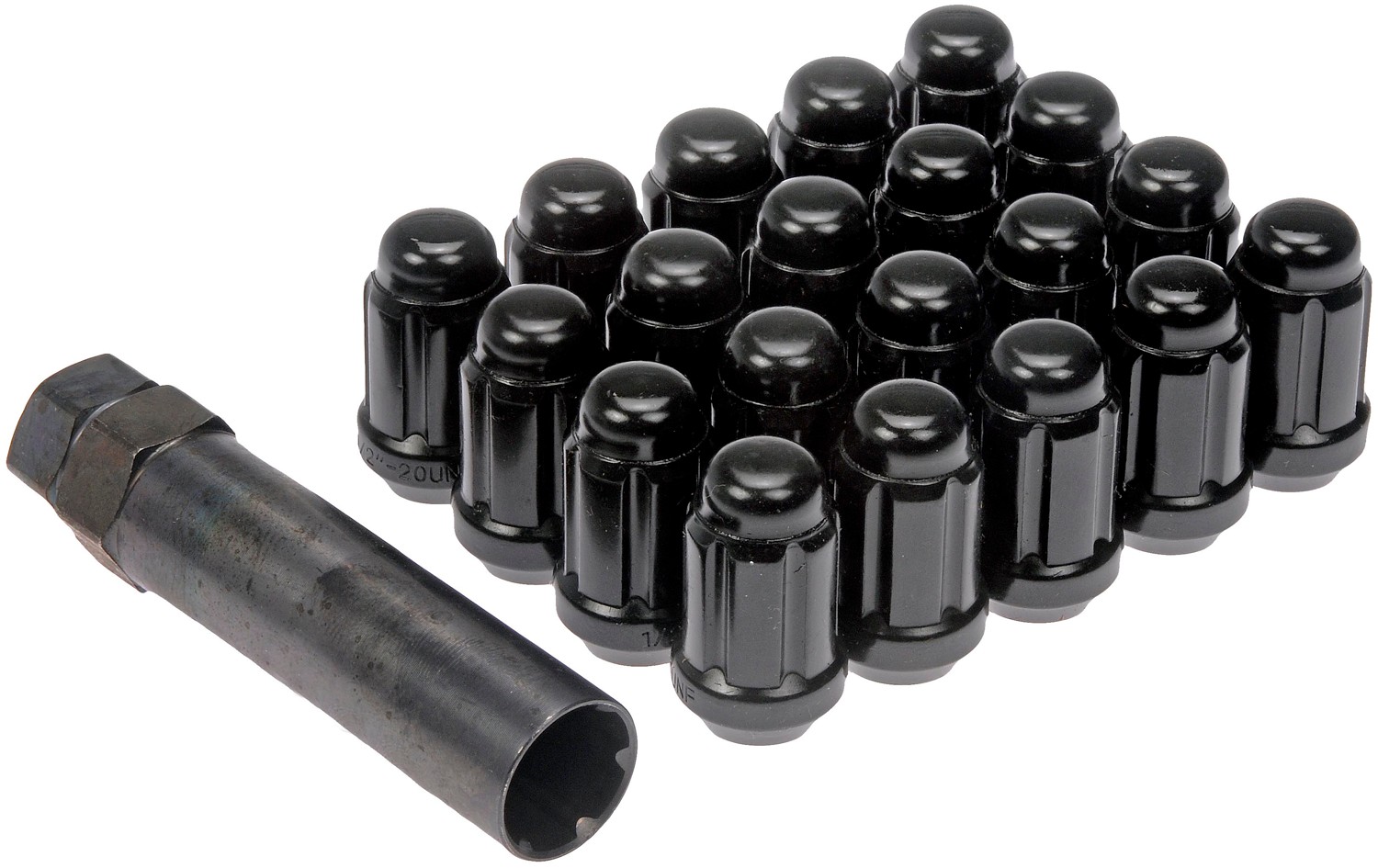 Dorman DOR-711-256 Black Chrome Spline Drive Lock Set 1/2-20