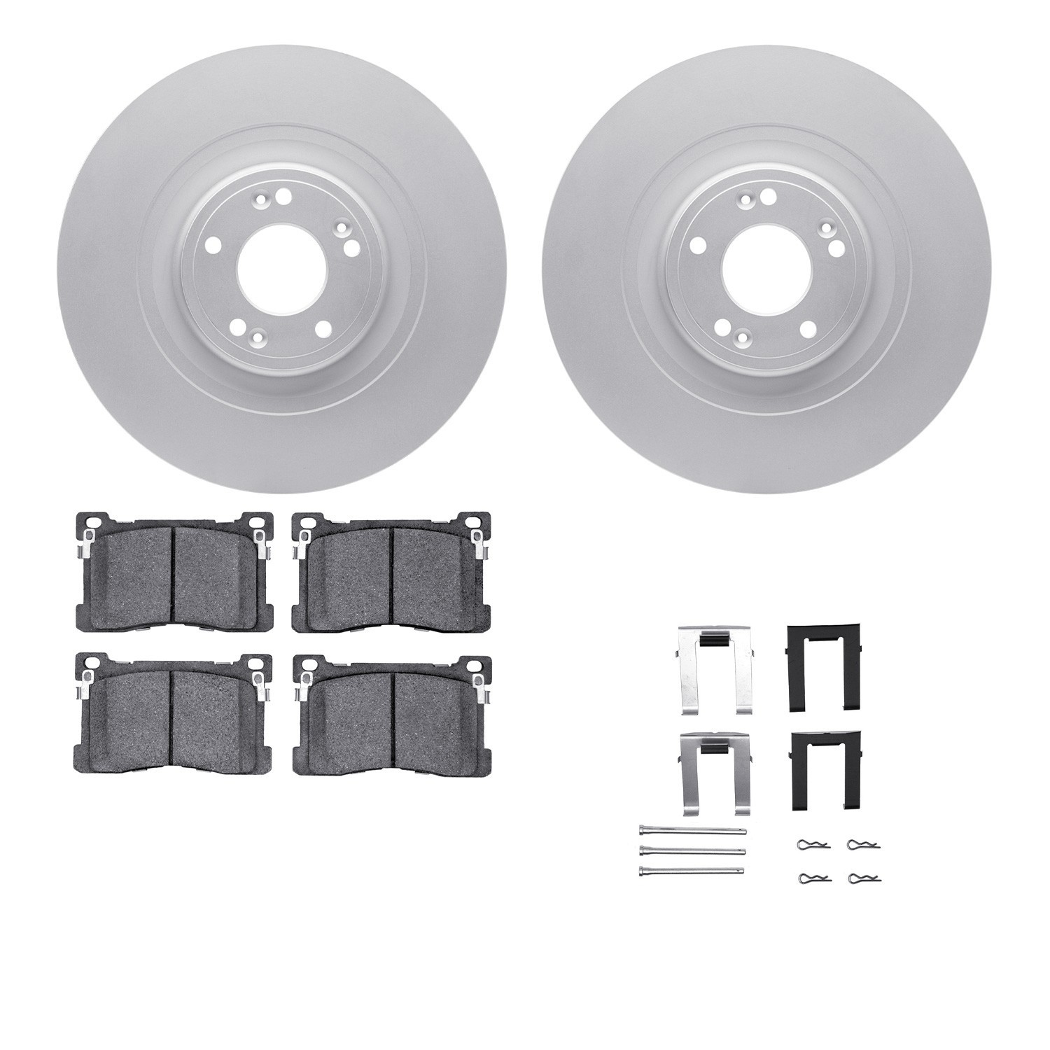 DYN 4512-03159 DFC GEOSPEC Coated Rotors with 5000 Brake Pads - Ceramic and Hardware