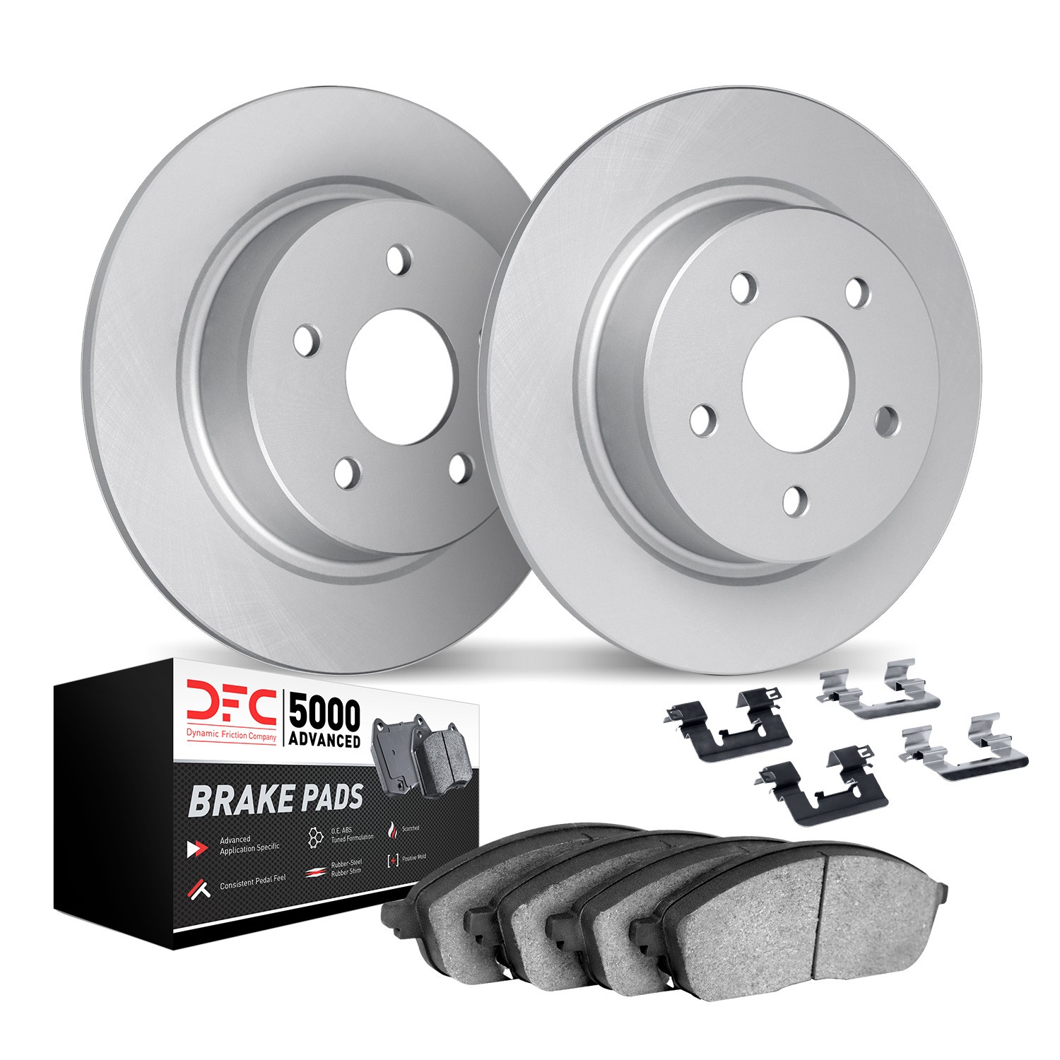 DYN 4512-67161 DFC GEOSPEC Coated Rotors with 5000 Brake Pads - Ceramic and Hardware