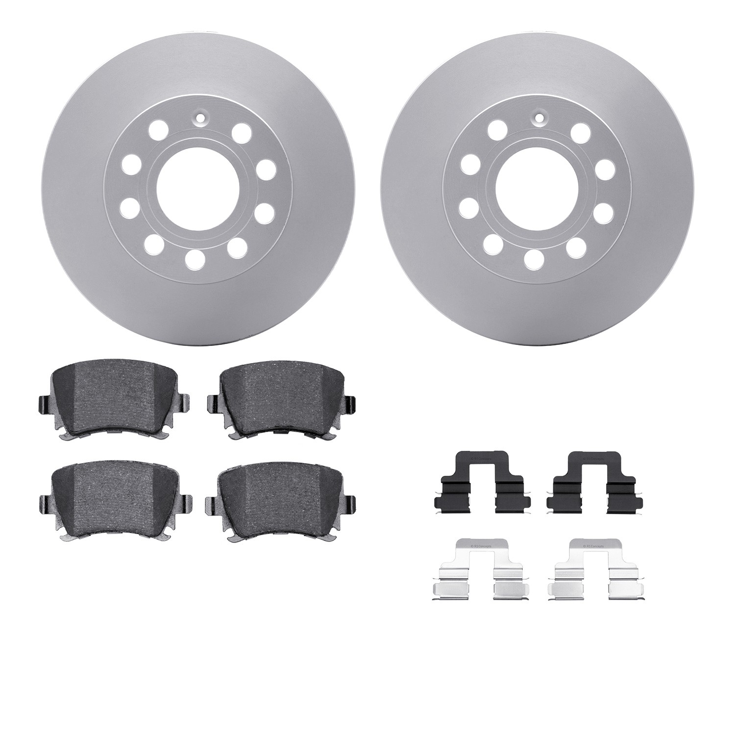 DYN 4512-74114 DFC GEOSPEC Coated Rotors with 5000 Brake Pads - Ceramic and Hardware