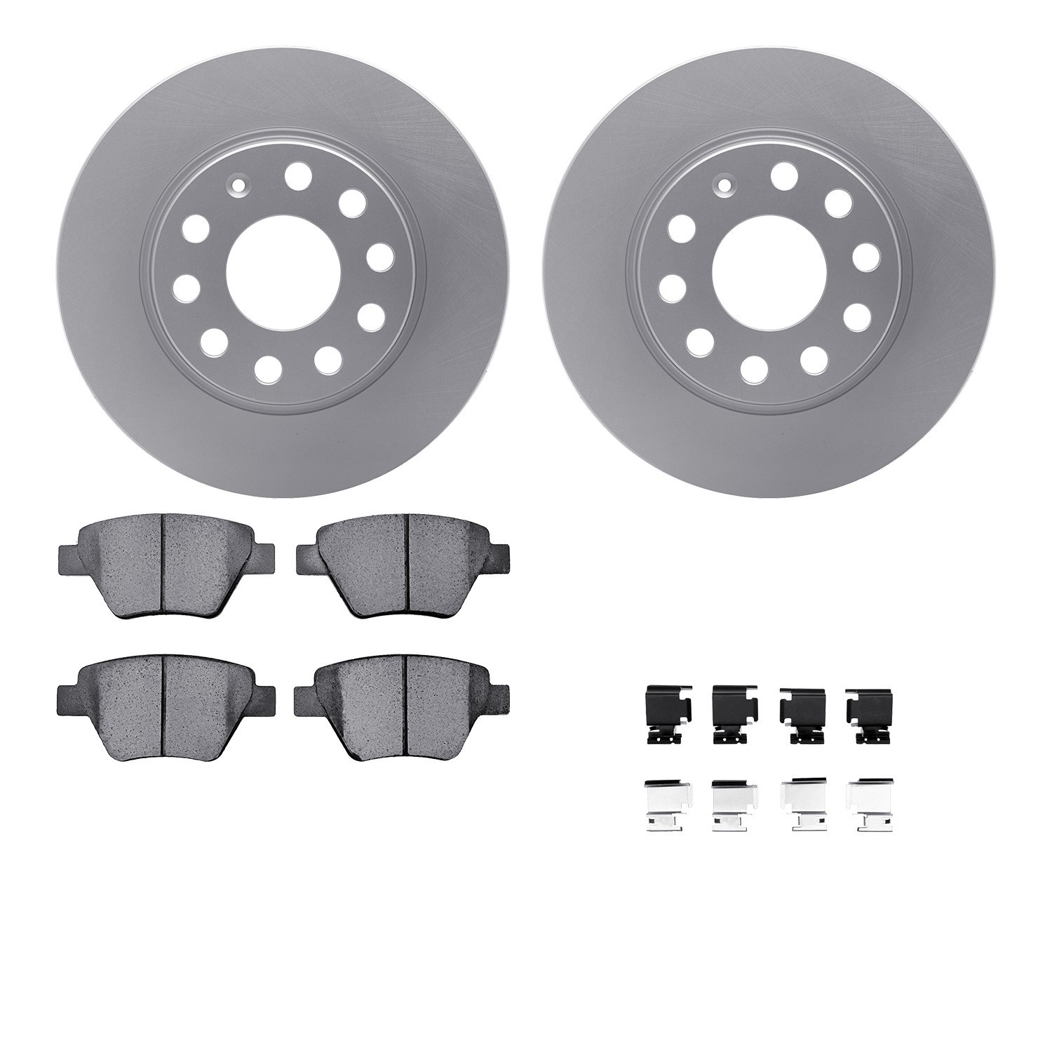 DYN-4512-74128 DFC GEOSPEC Coated Rotors with 5000 Brake Pads - Ceramic and Hardware