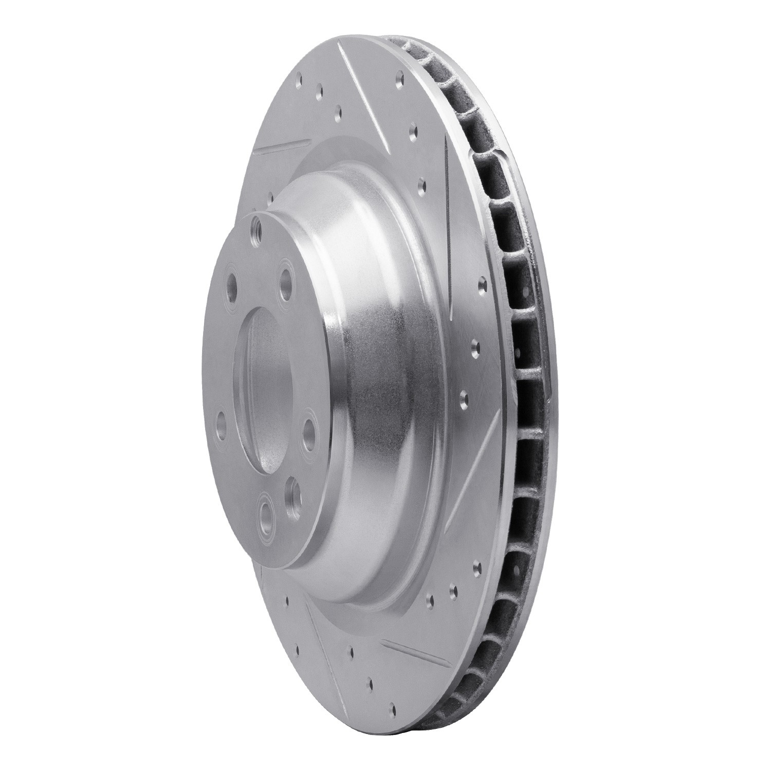 DYN 631-02089R DFC Brake Rotor - Drilled and Slotted - Silver