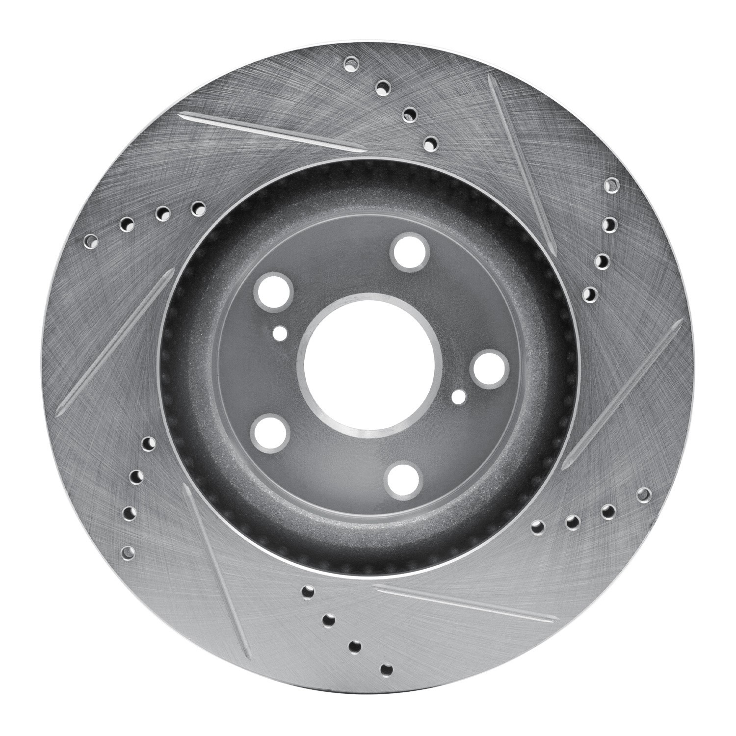 DYN 631-10006L DFC Brake Rotor - Drilled and Slotted - Silver