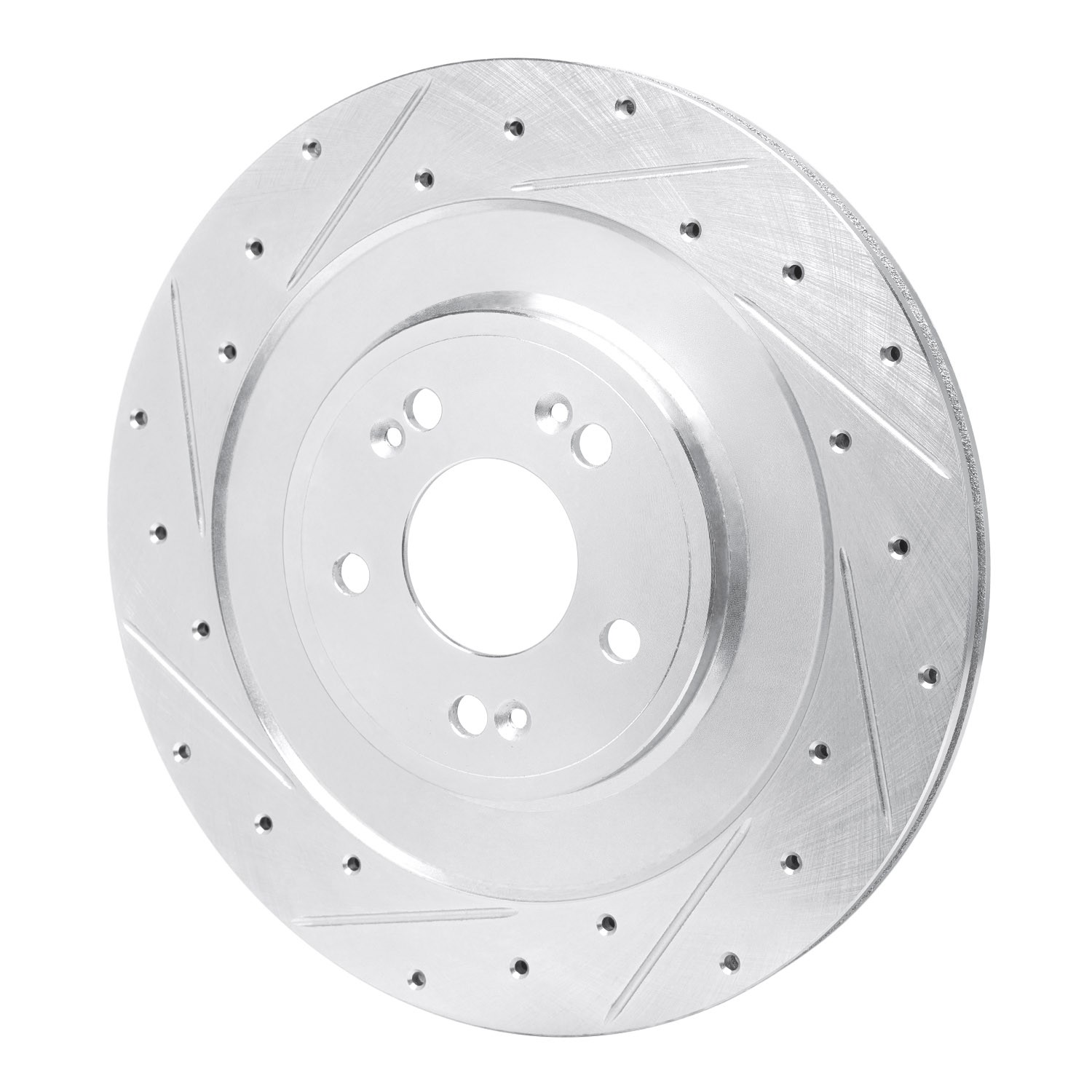 DYN 631-10007L DFC Brake Rotor - Drilled and Slotted - Silver