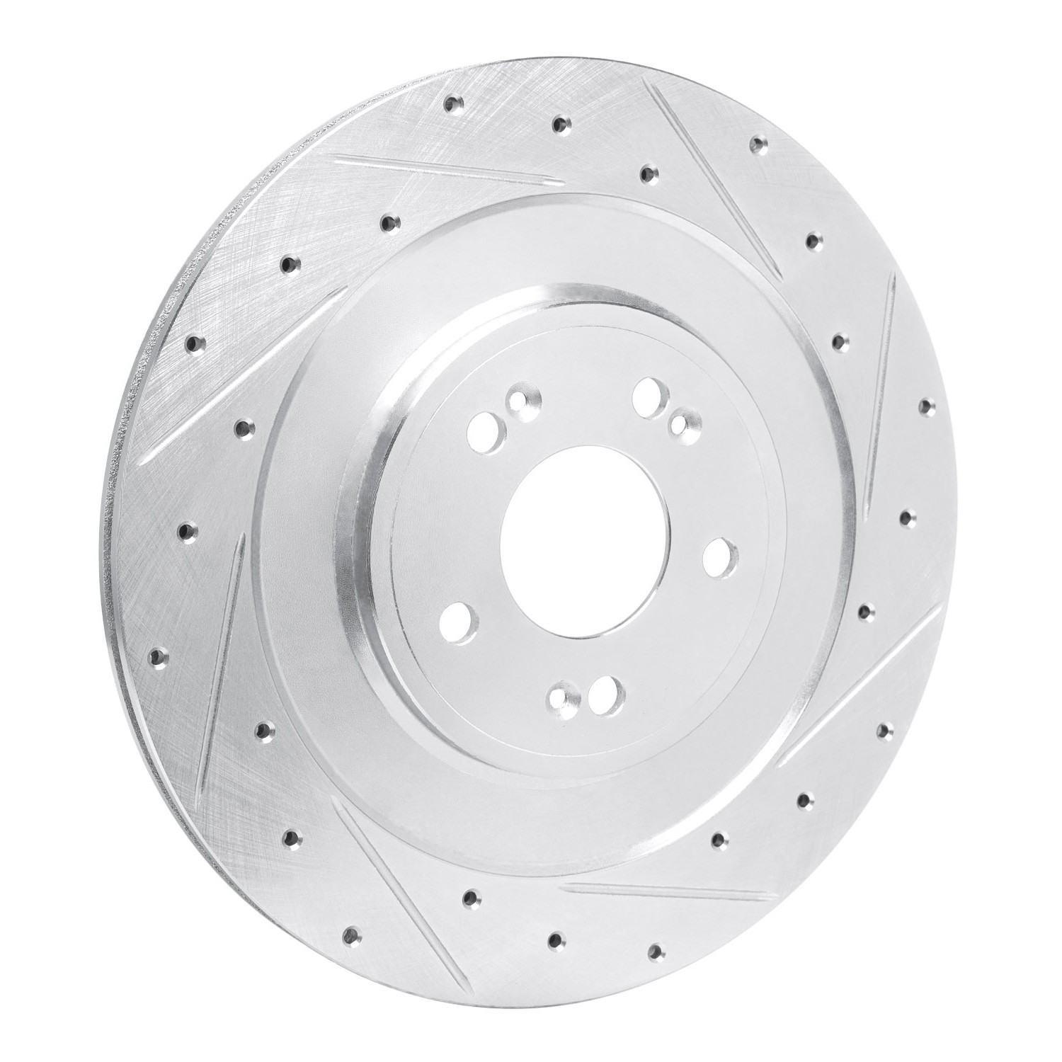DYN 631-10007R DFC Brake Rotor - Drilled and Slotted - Silver