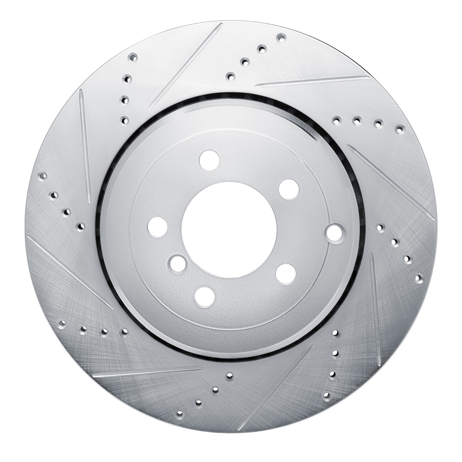 DYN 631-11018L DFC Brake Rotor - Drilled and Slotted - Silver