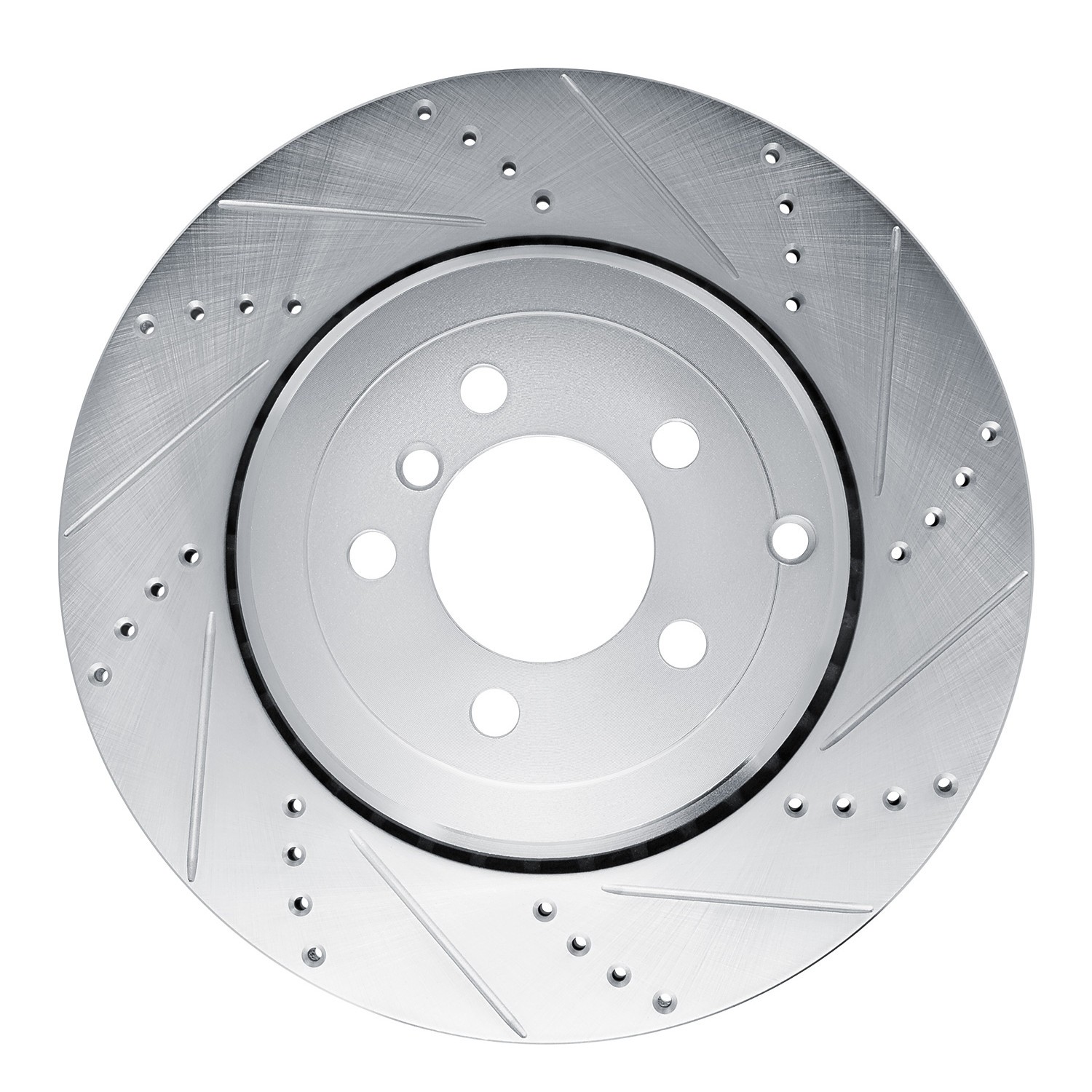 DYN 631-11018R DFC Brake Rotor - Drilled and Slotted - Silver