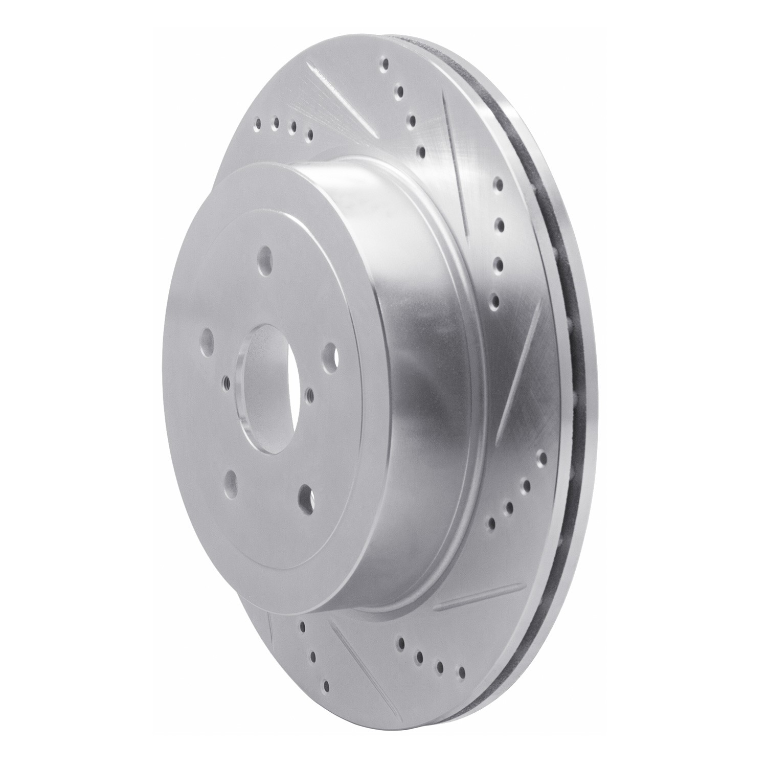 DYN 631-13017R DFC Brake Rotor - Drilled and Slotted - Silver