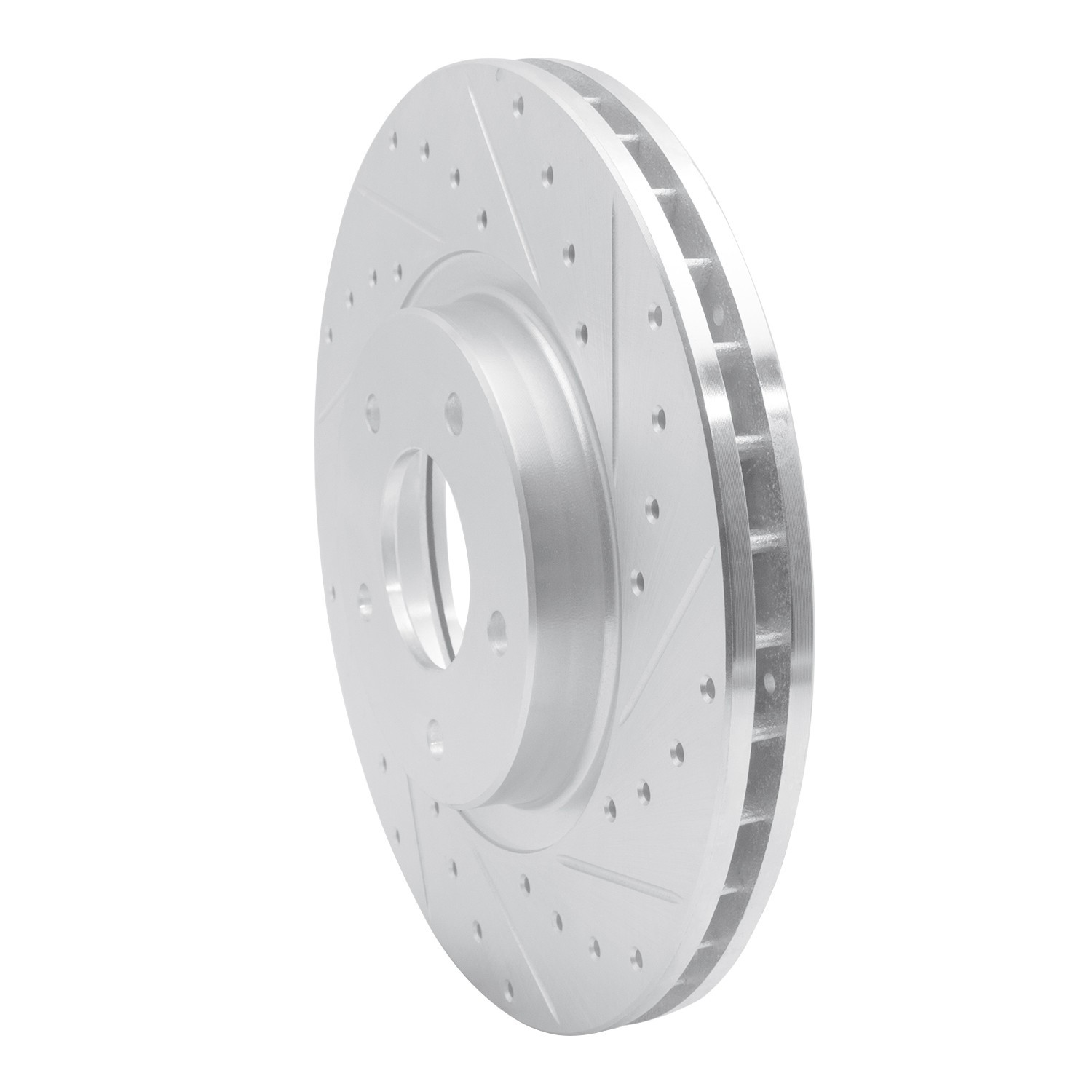 DYN 631-20011R DFC Brake Rotor - Drilled and Slotted - Silver