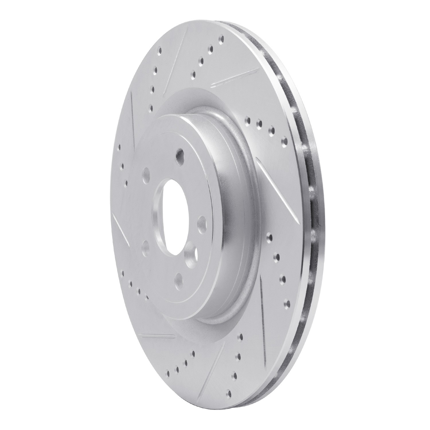 DYN 631-20035L DFC Brake Rotor - Drilled and Slotted - Silver