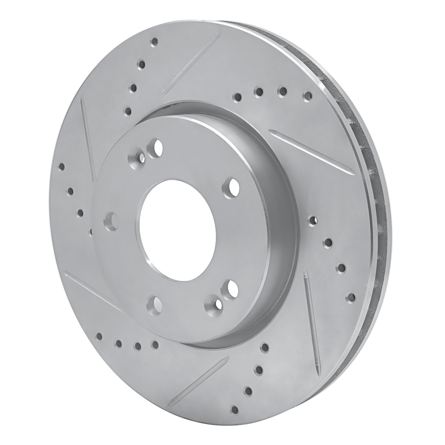 DYN 631-21011L DFC Brake Rotor - Drilled and Slotted - Silver