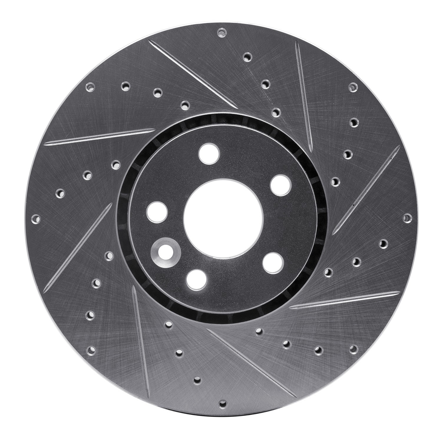 DYN 631-27043R DFC Brake Rotor - Drilled and Slotted - Silver