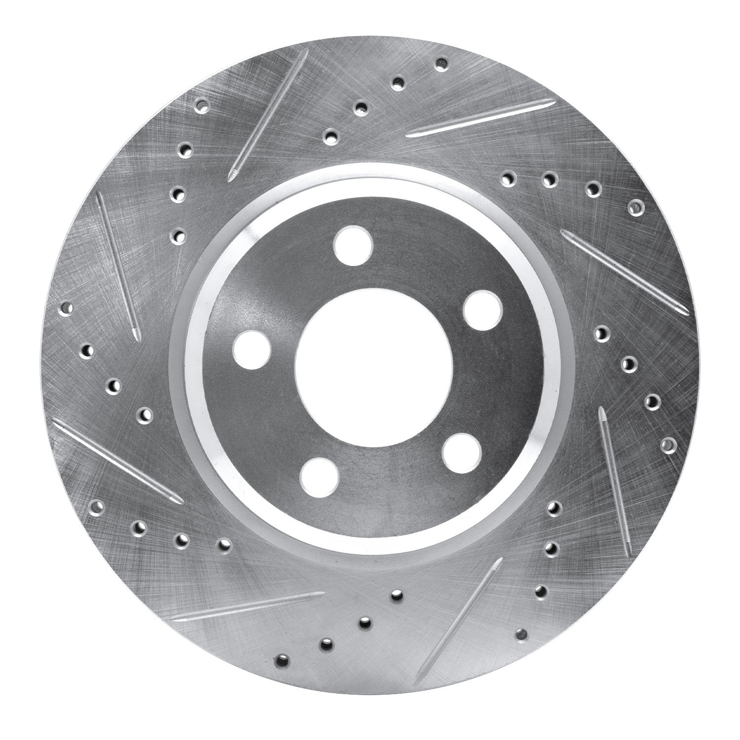 DYN-631-39015L DFC Brake Rotor - Drilled and Slotted - Silver