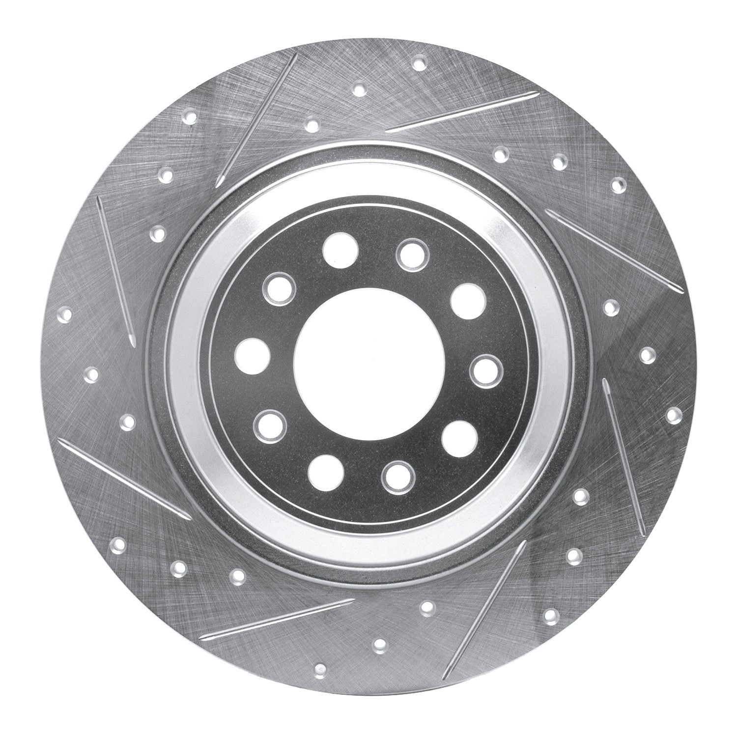 DYN 631-42010L DFC Brake Rotor - Drilled and Slotted - Silver