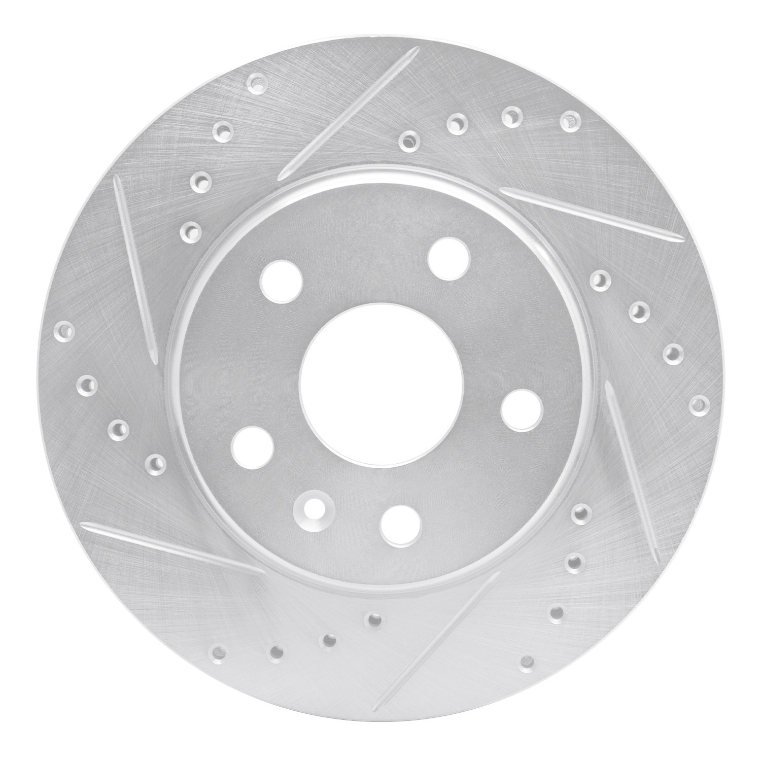 DYN 631-45014L DFC Brake Rotor - Drilled and Slotted - Silver