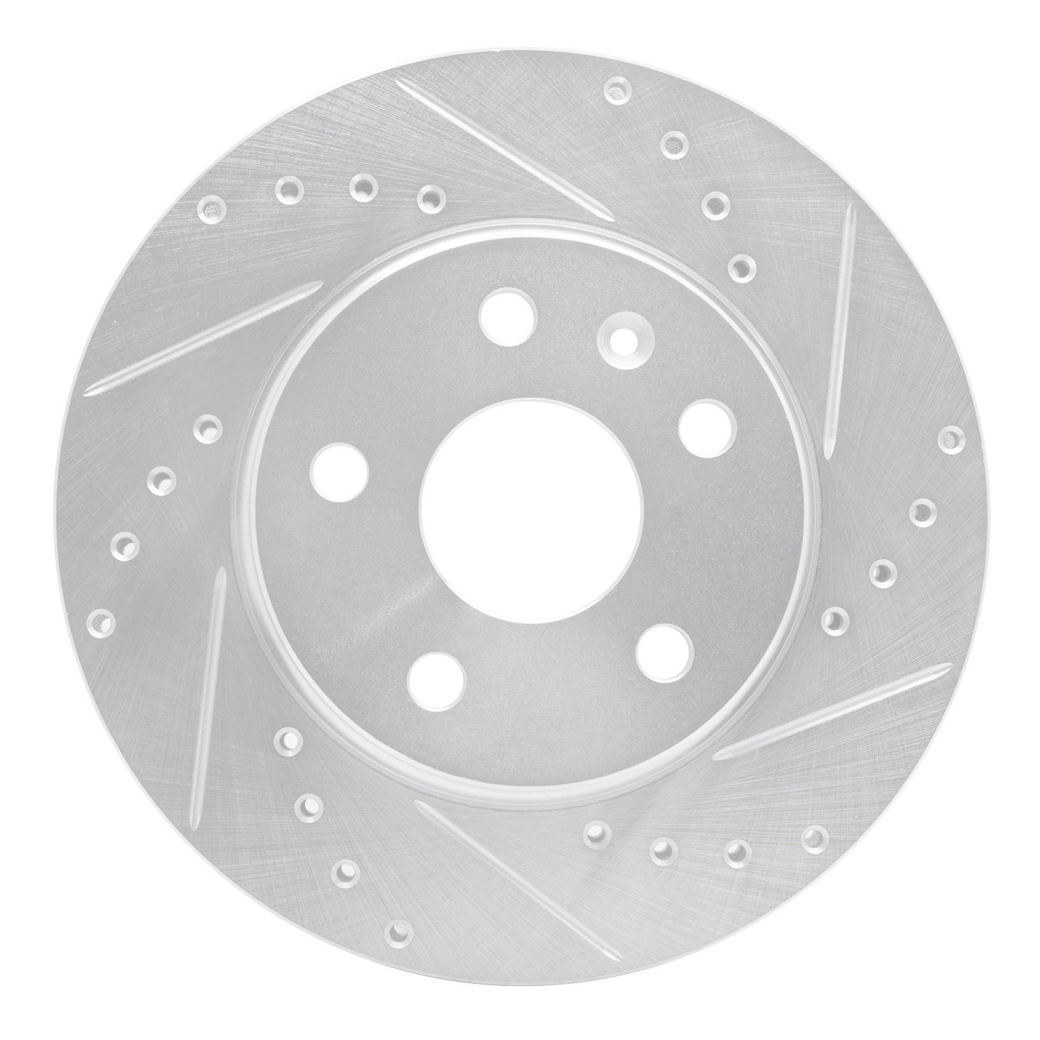 DYN 631-45014R DFC Brake Rotor - Drilled and Slotted - Silver