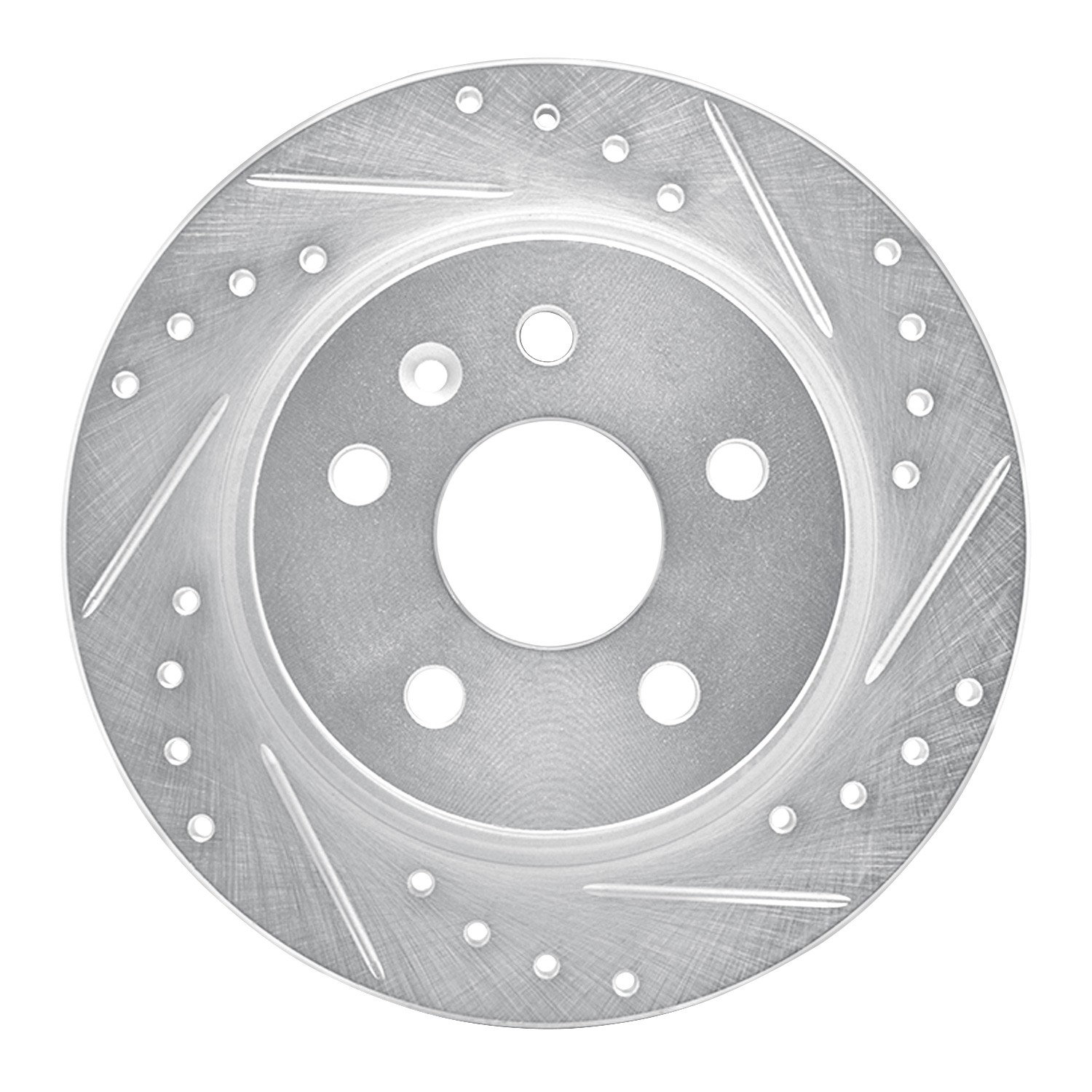 DYN 631-45018R DFC Brake Rotor - Drilled and Slotted - Silver