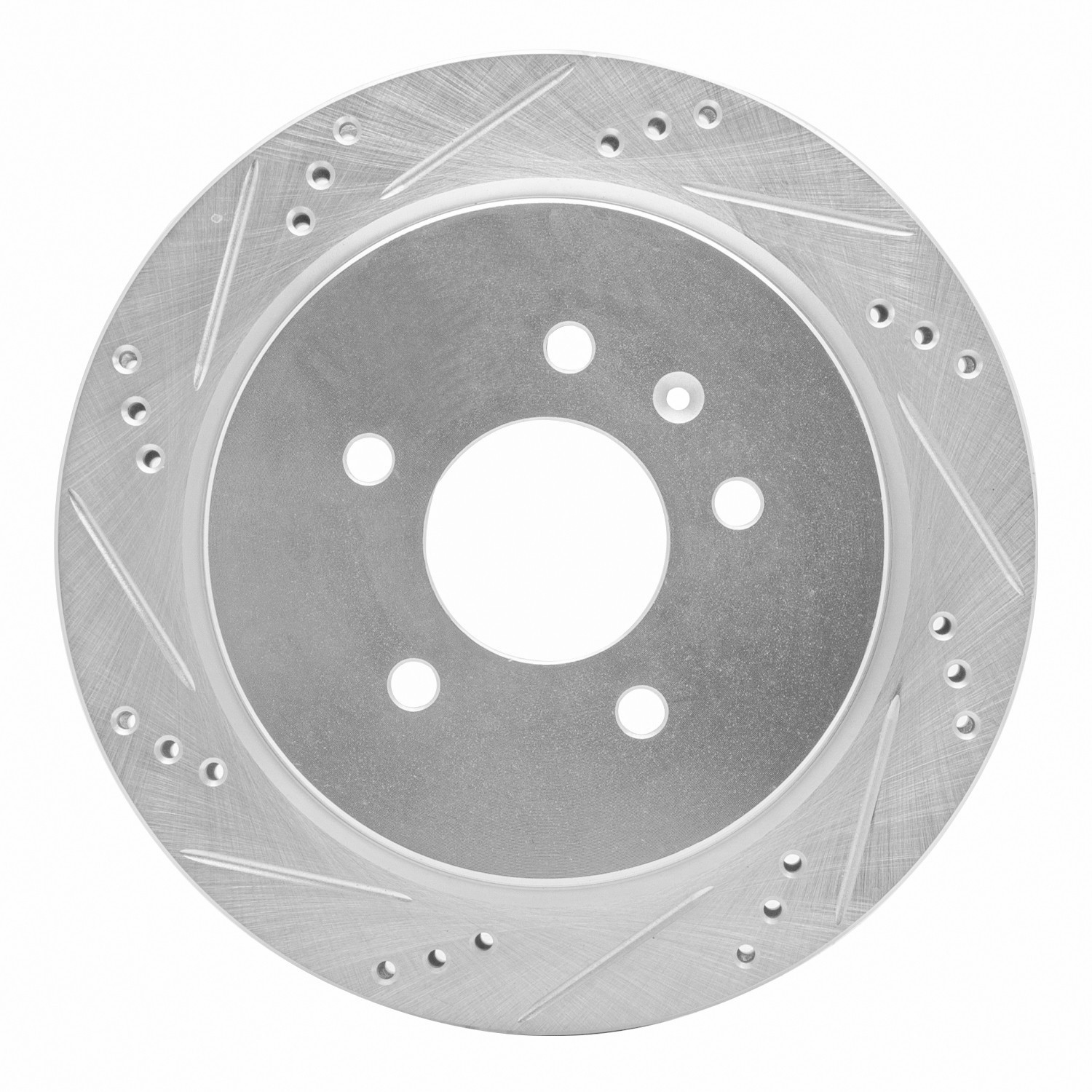 DYN 631-46014L DFC Brake Rotor - Drilled and Slotted - Silver