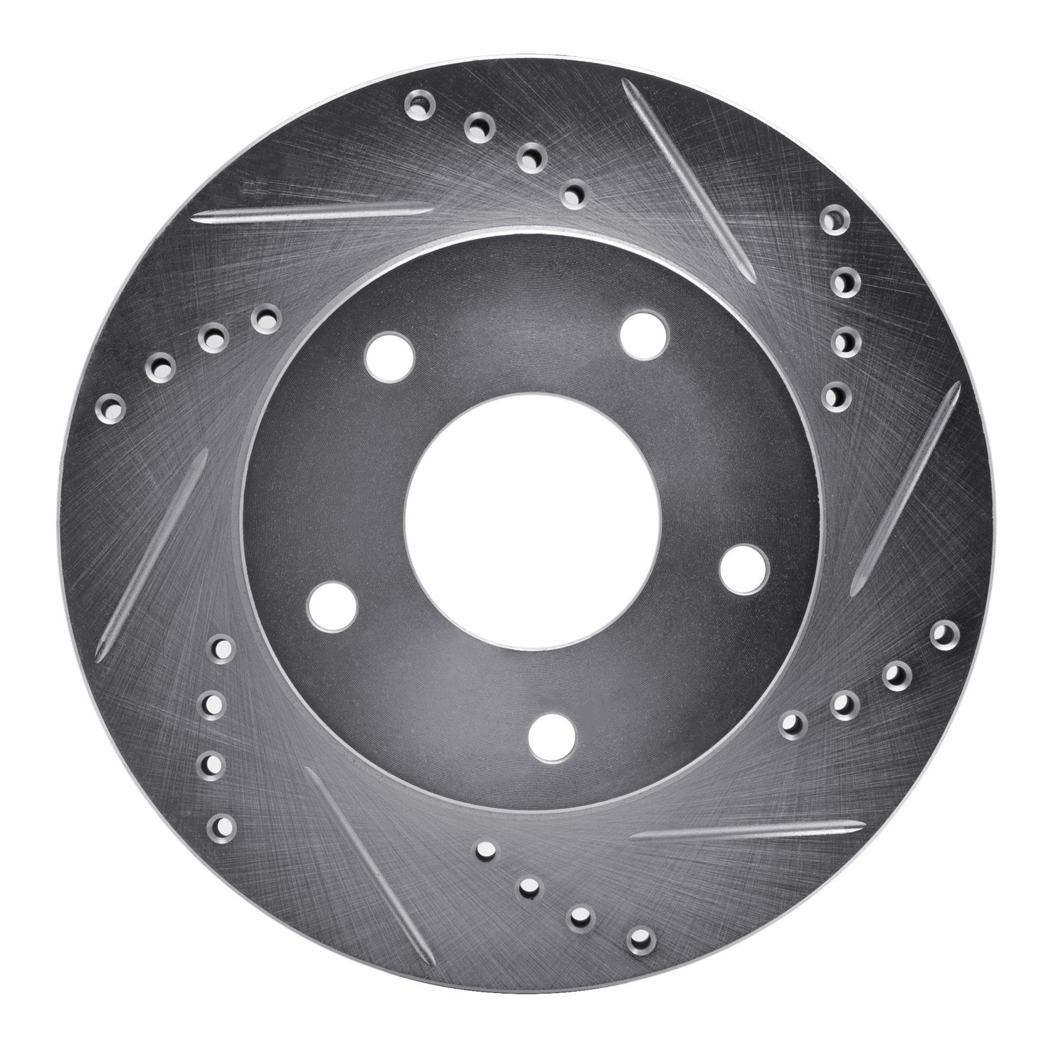 DYN 631-48005R DFC Brake Rotor - Drilled and Slotted - Silver