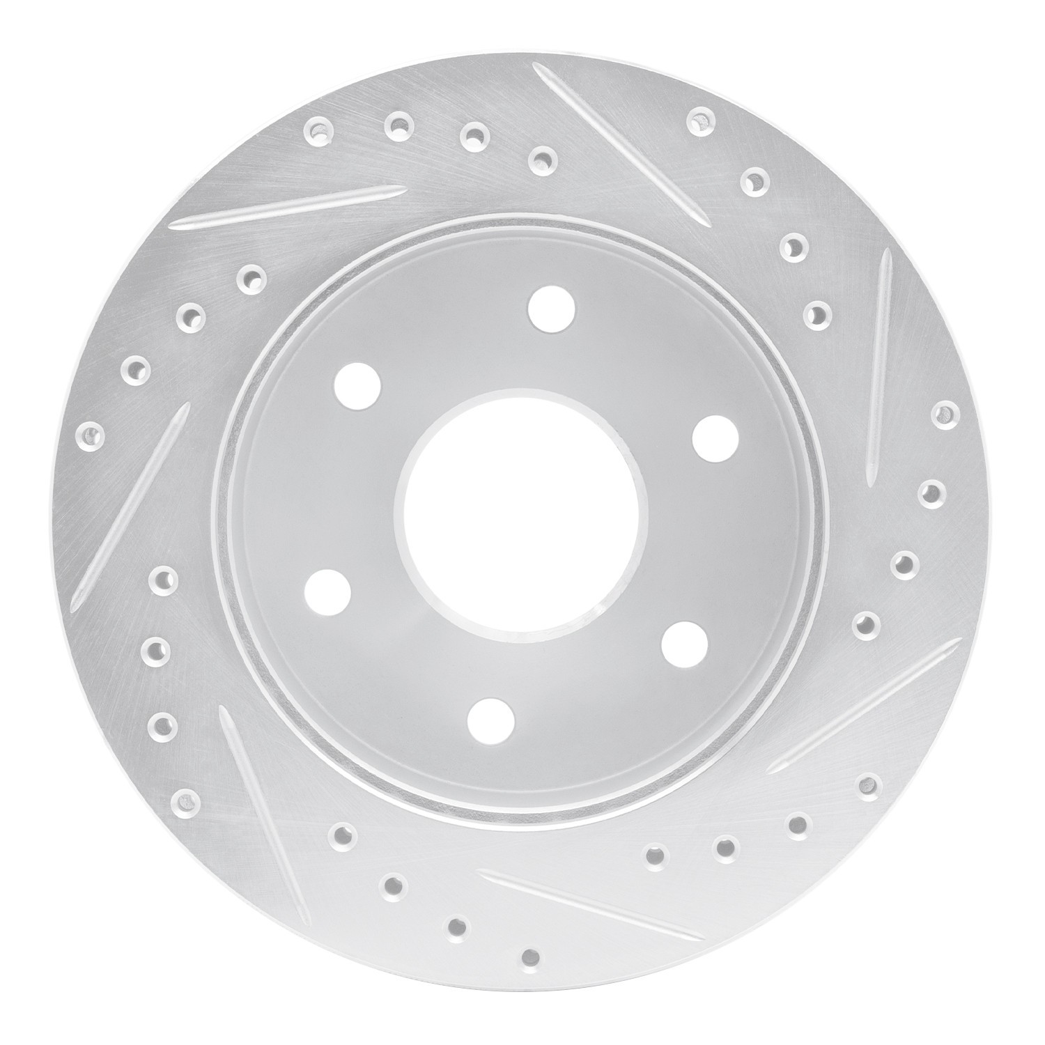 DYN 631-48008L DFC Brake Rotor - Drilled and Slotted - Silver