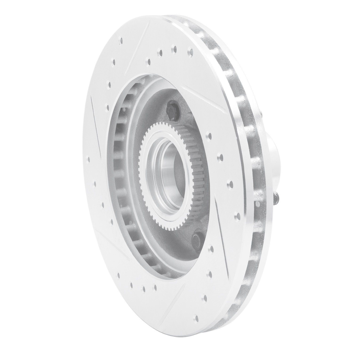 DYN 631-48016R DFC Brake Rotor - Drilled and Slotted - Silver