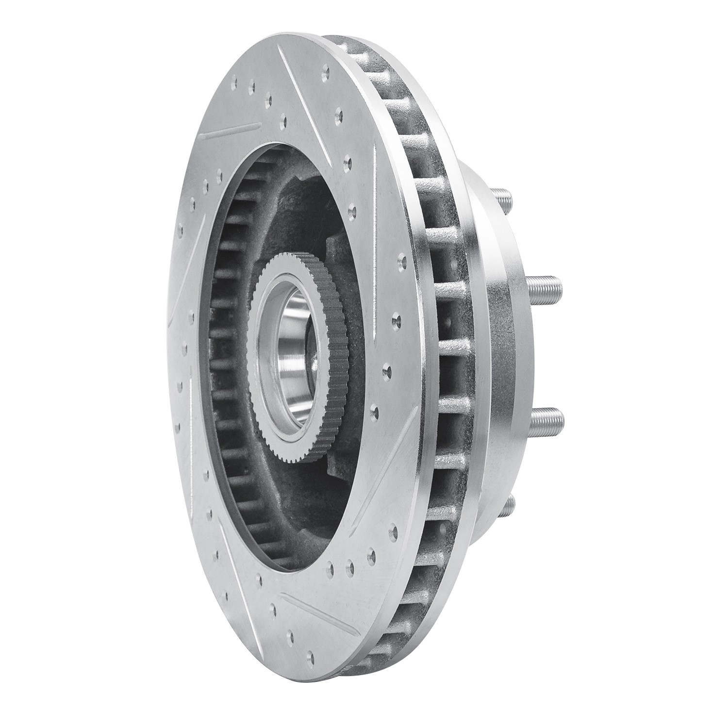 DYN 631-48021L DFC Brake Rotor - Drilled and Slotted - Silver - Image 2