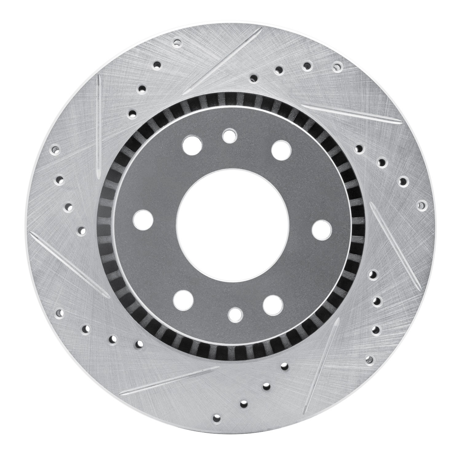 DYN 631-48052L DFC Brake Rotor - Drilled and Slotted - Silver