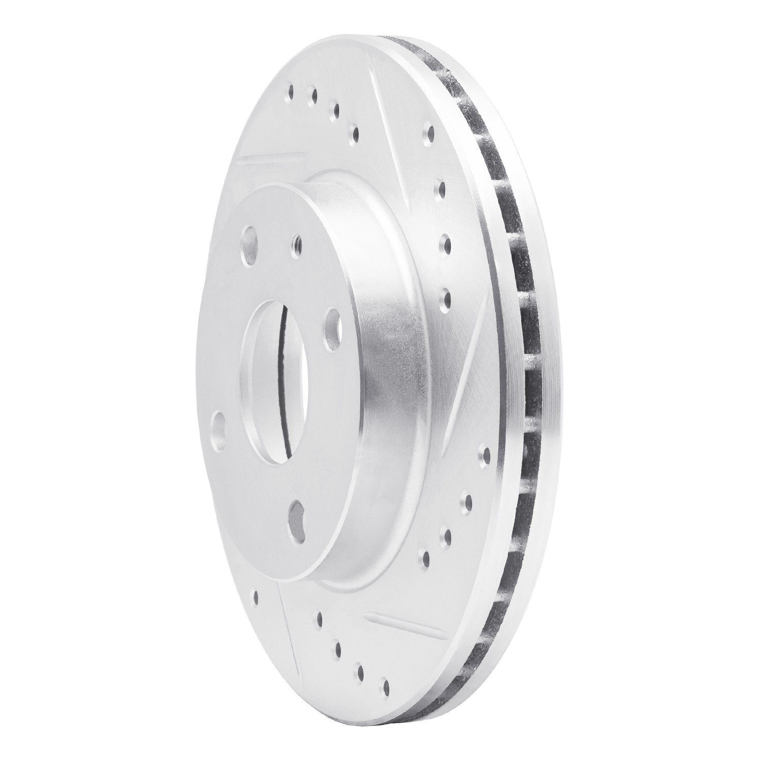 DYN 631-54001R DFC Brake Rotor - Drilled and Slotted - Silver