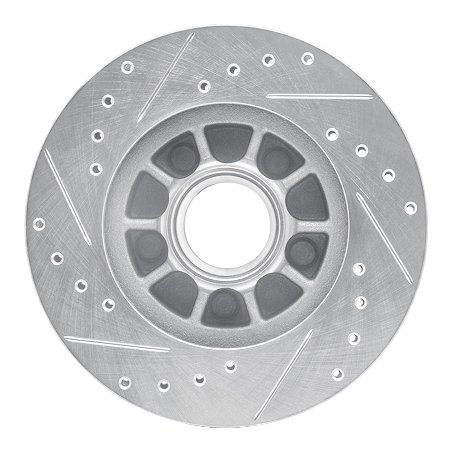 DYN 631-54111R DFC Brake Rotor - Drilled and Slotted - Silver