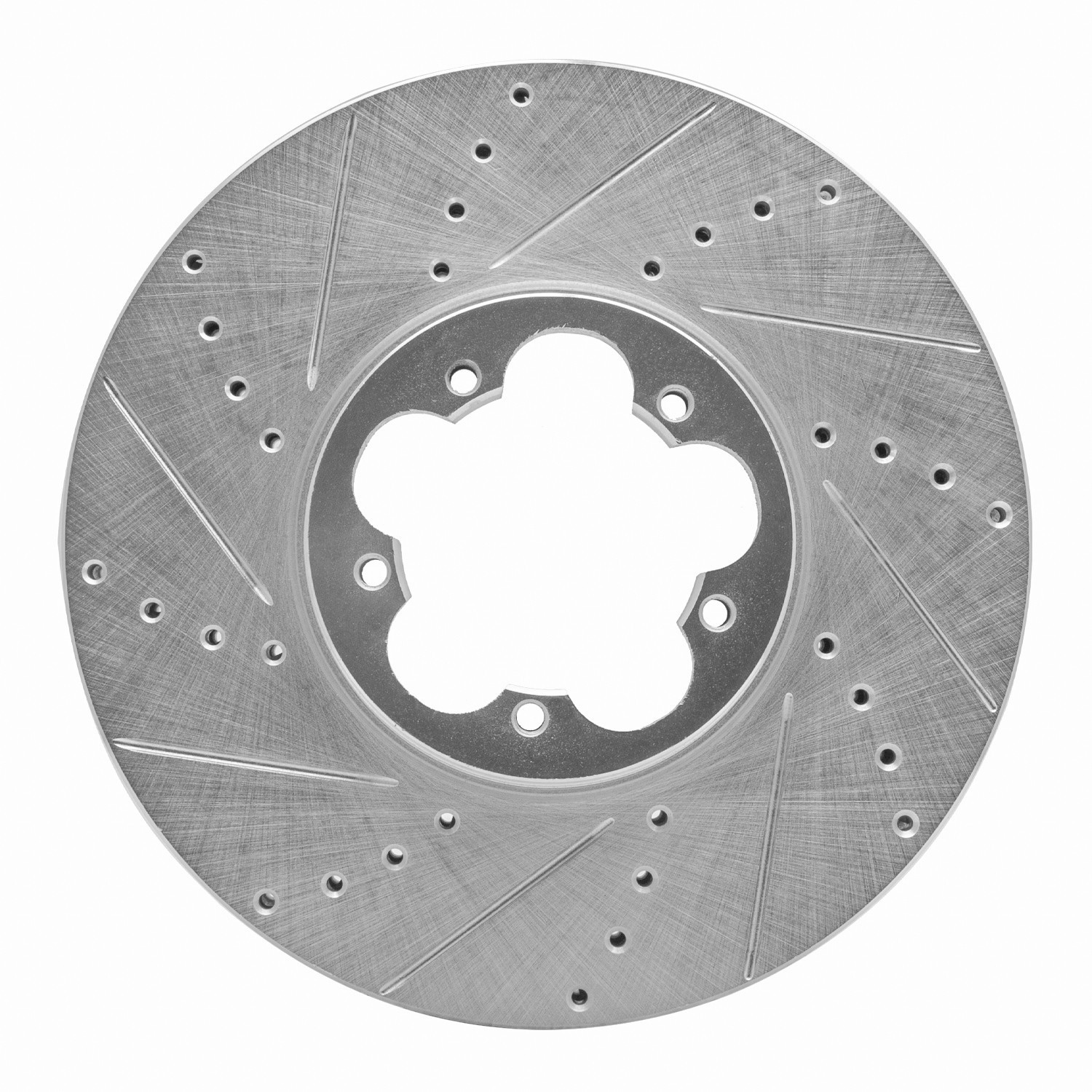 DYN 631-54232L DFC Brake Rotor - Drilled and Slotted - Silver