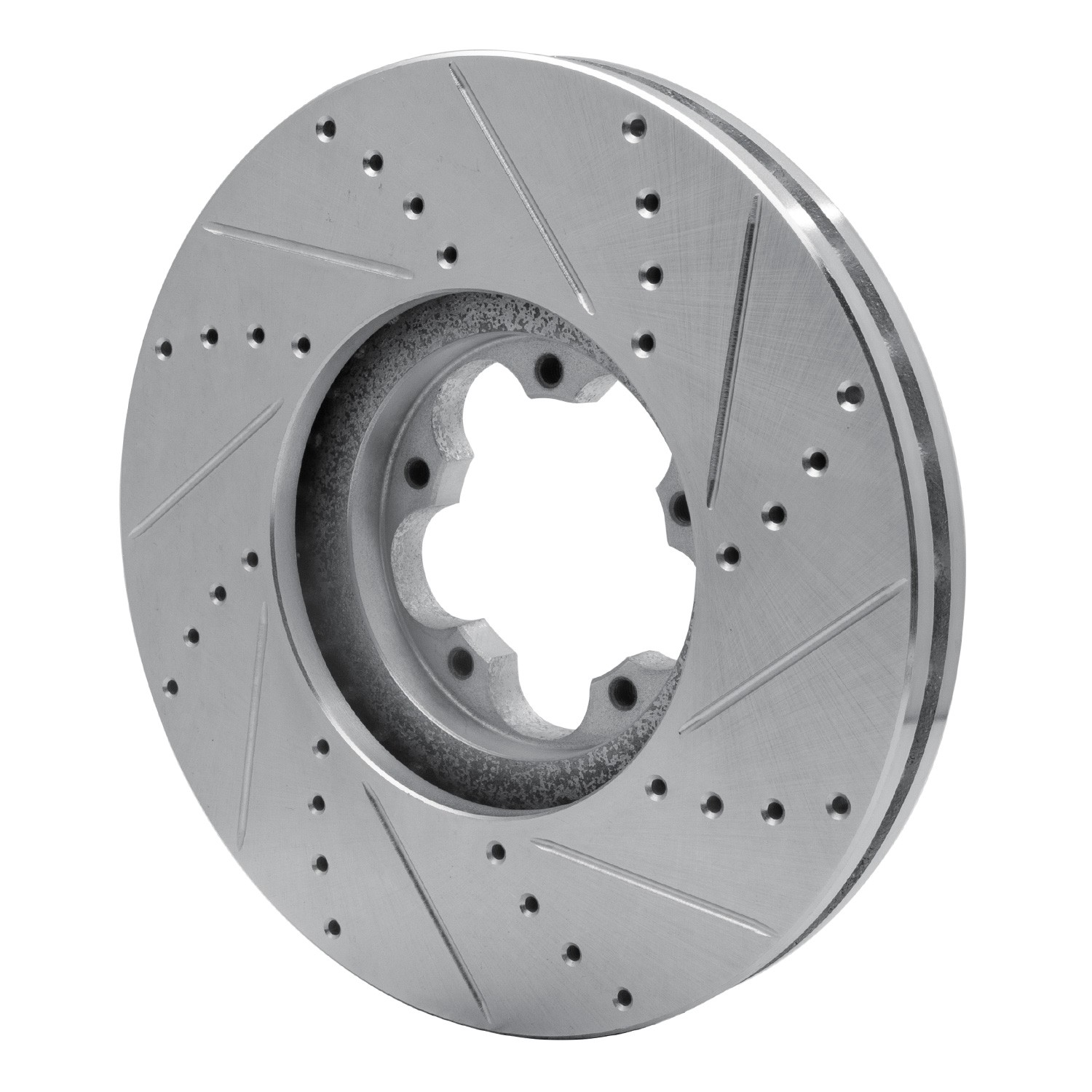 DYN 631-54232L DFC Brake Rotor - Drilled and Slotted - Silver - Image 2