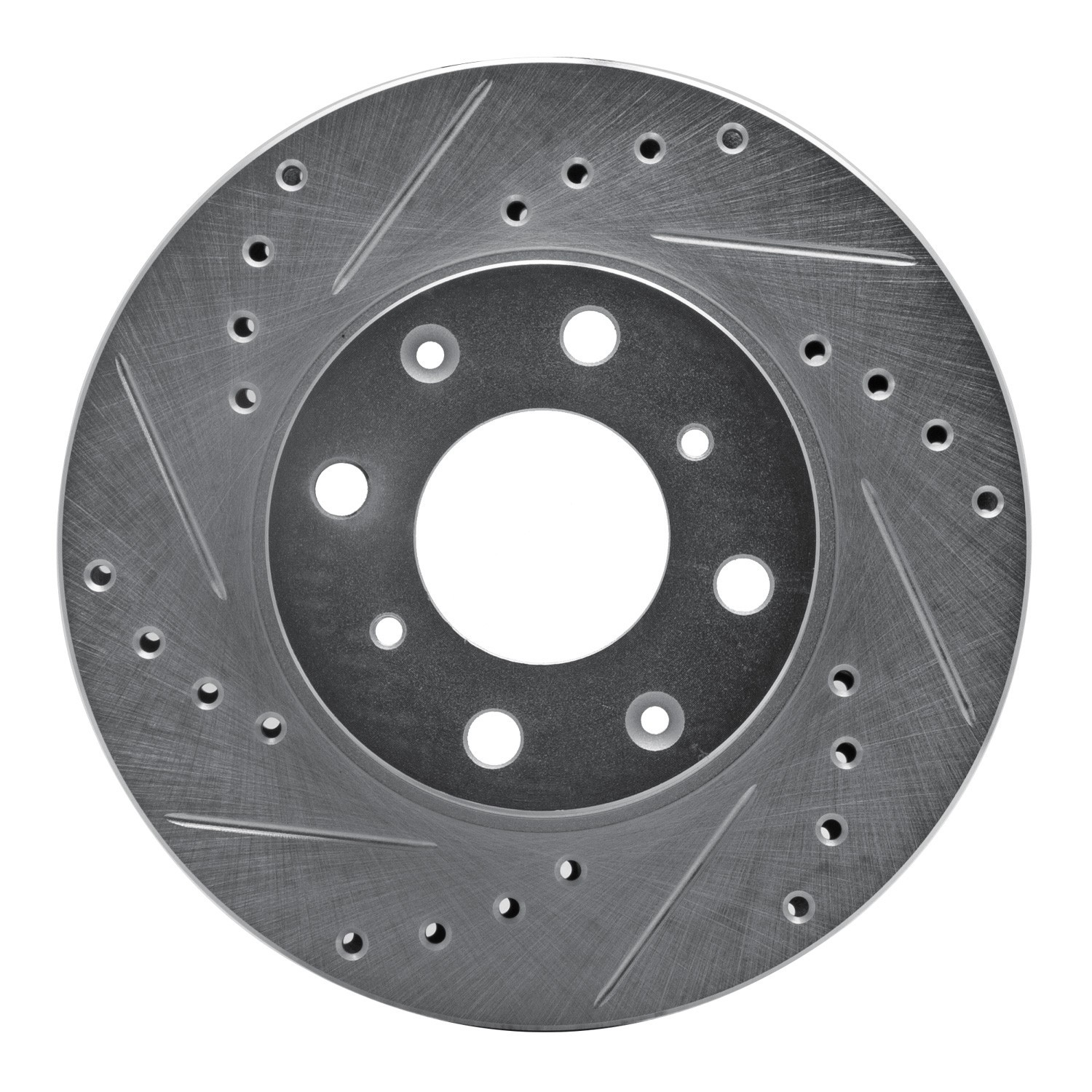 DYN 631-59012L DFC Brake Rotor - Drilled and Slotted - Silver