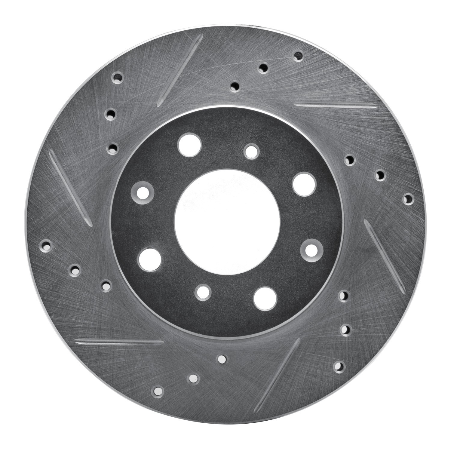 DYN 631-59018L DFC Brake Rotor - Drilled and Slotted - Silver