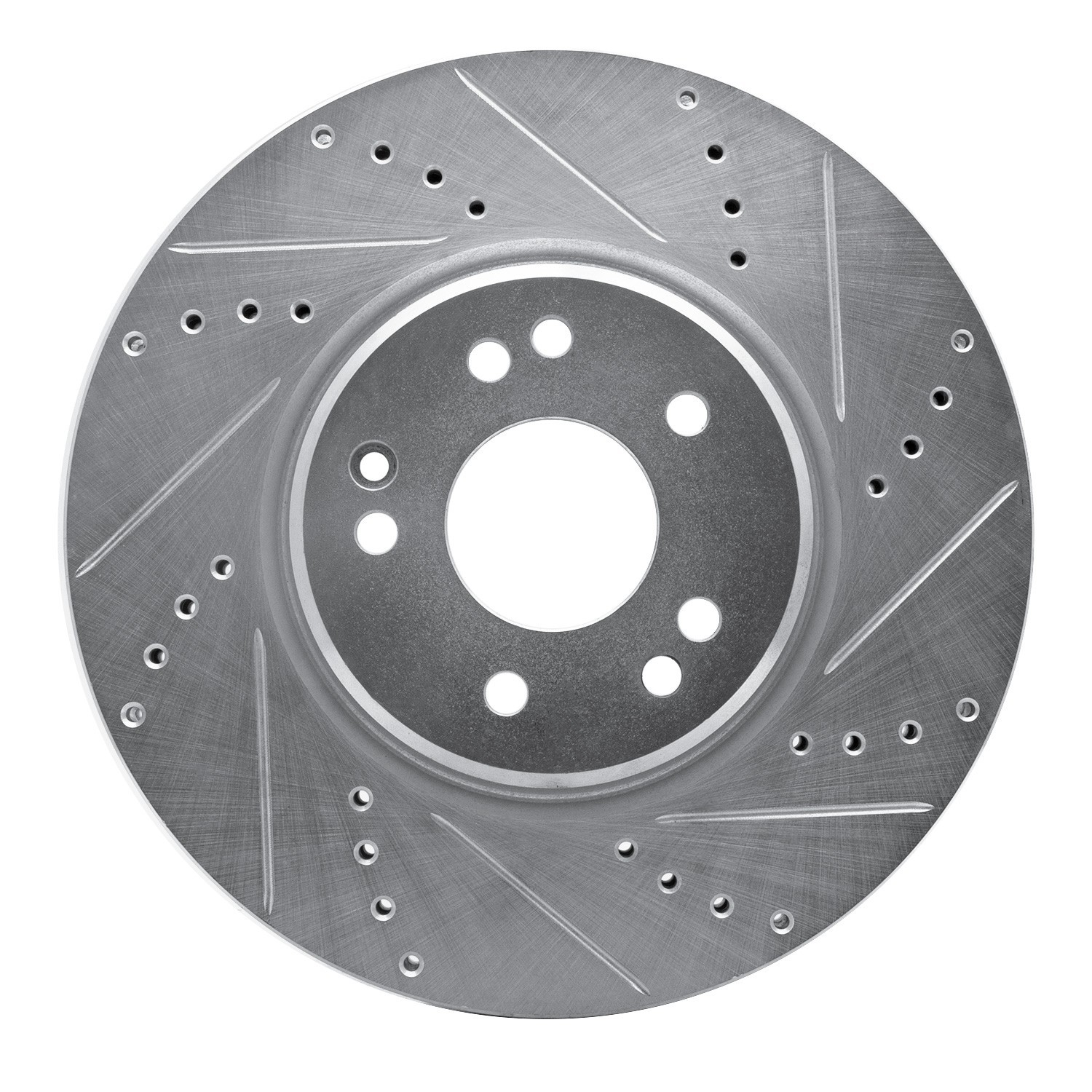 DYN 631-63028D DFC Brake Rotor - Drilled and Slotted - Silver