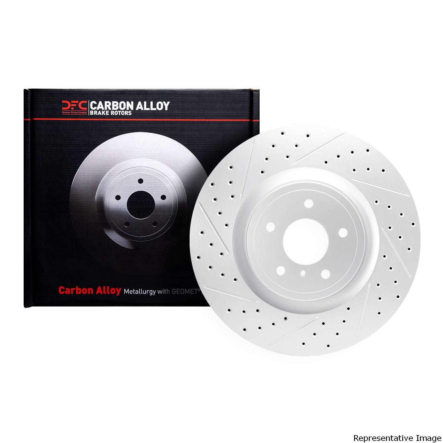 DYN 631-63092 DFC Brake Rotor - Drilled and Slotted - Silver