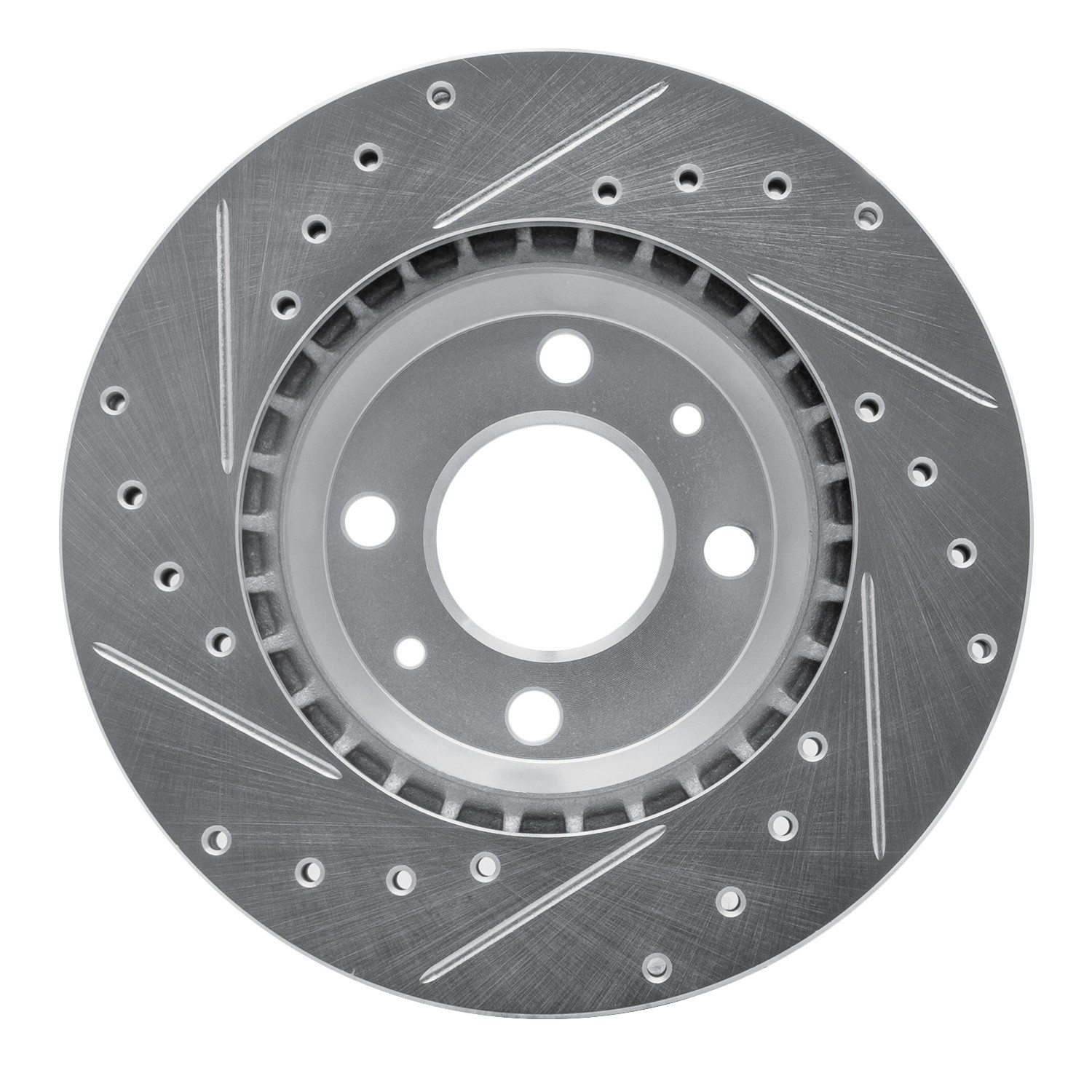 DYN 631-65005R DFC Brake Rotor - Drilled and Slotted - Silver