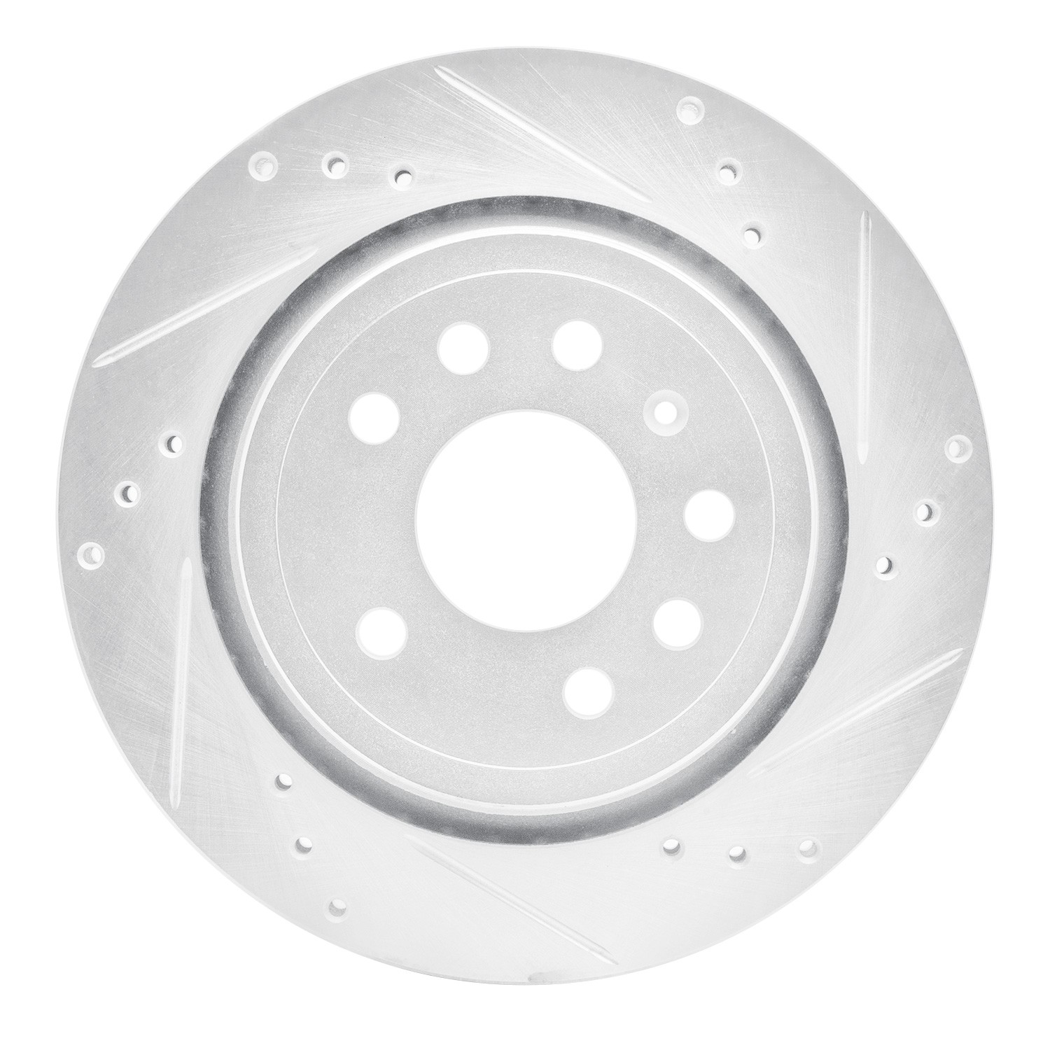 DYN 631-65018R DFC Brake Rotor - Drilled and Slotted - Silver