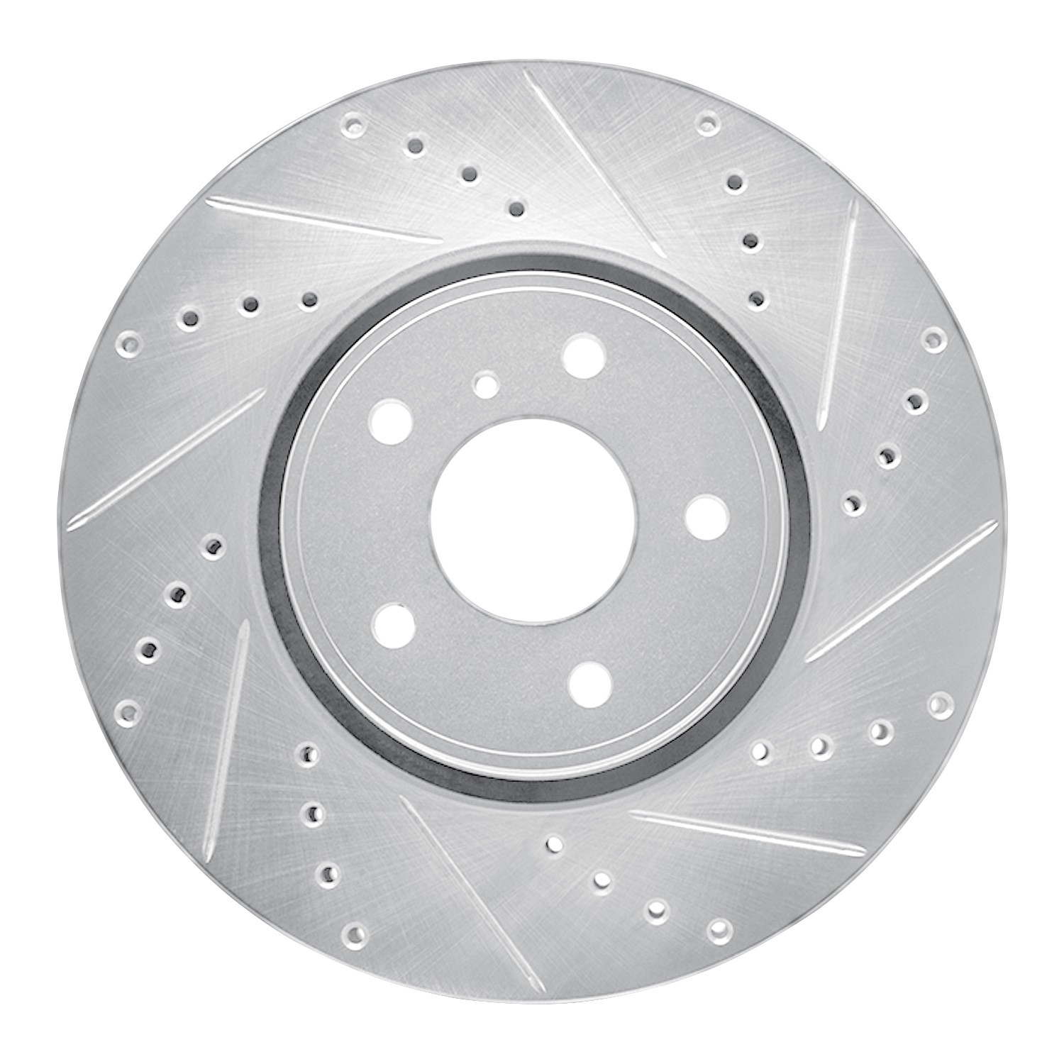 DYN 631-68014R DFC Brake Rotor - Drilled and Slotted - Silver