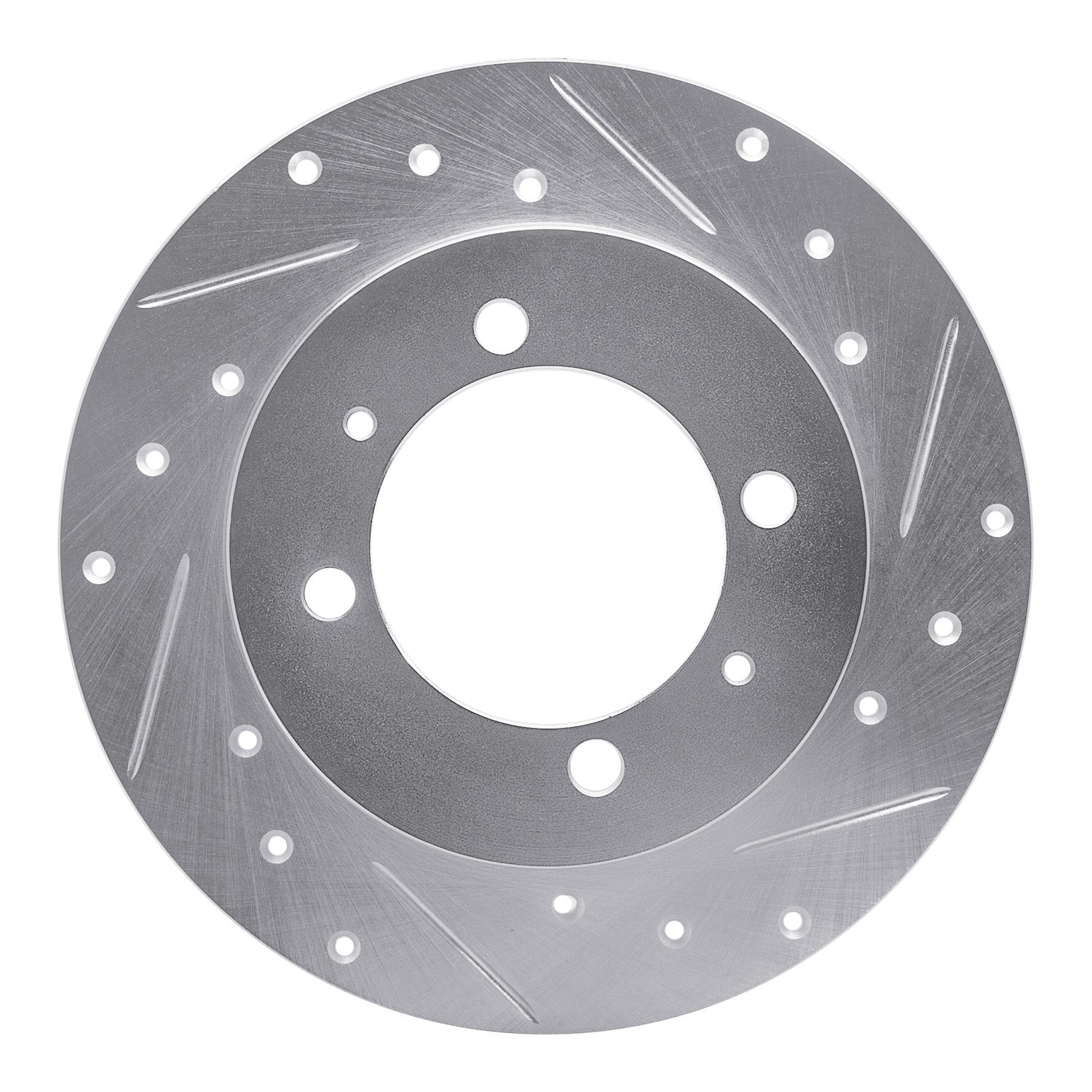DYN 631-72011R DFC Brake Rotor - Drilled and Slotted - Silver