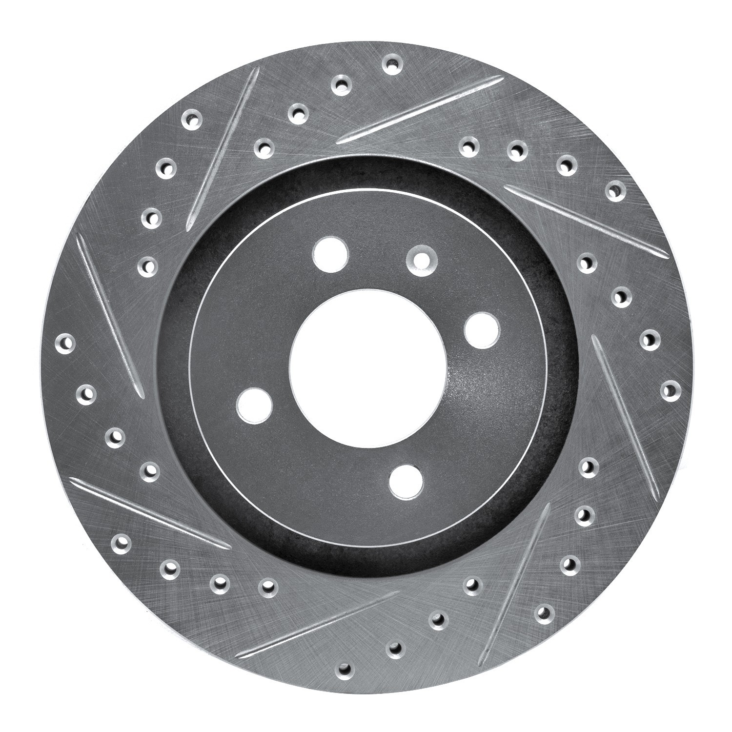 DYN 631-74008L DFC Brake Rotor - Drilled and Slotted - Silver