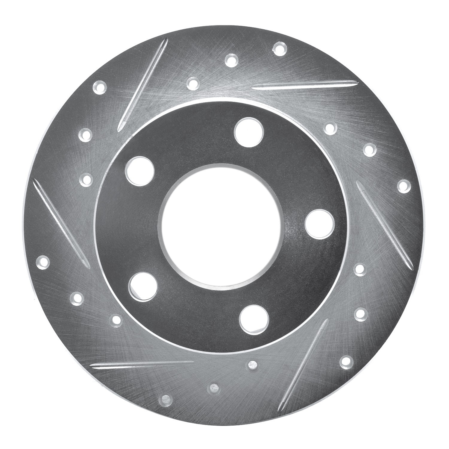 DYN 631-74011L DFC Brake Rotor - Drilled and Slotted - Silver