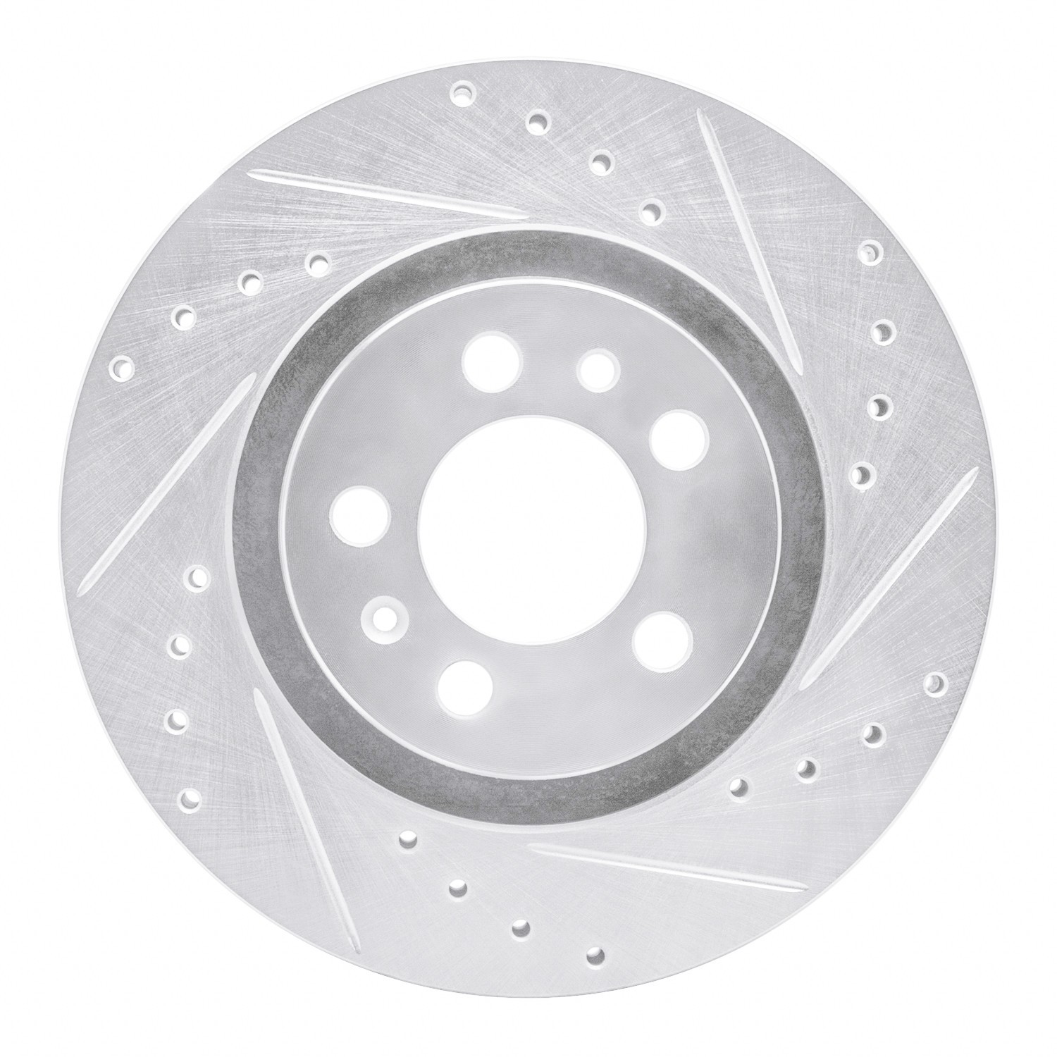 DYN 631-74016R DFC Brake Rotor - Drilled and Slotted - Silver