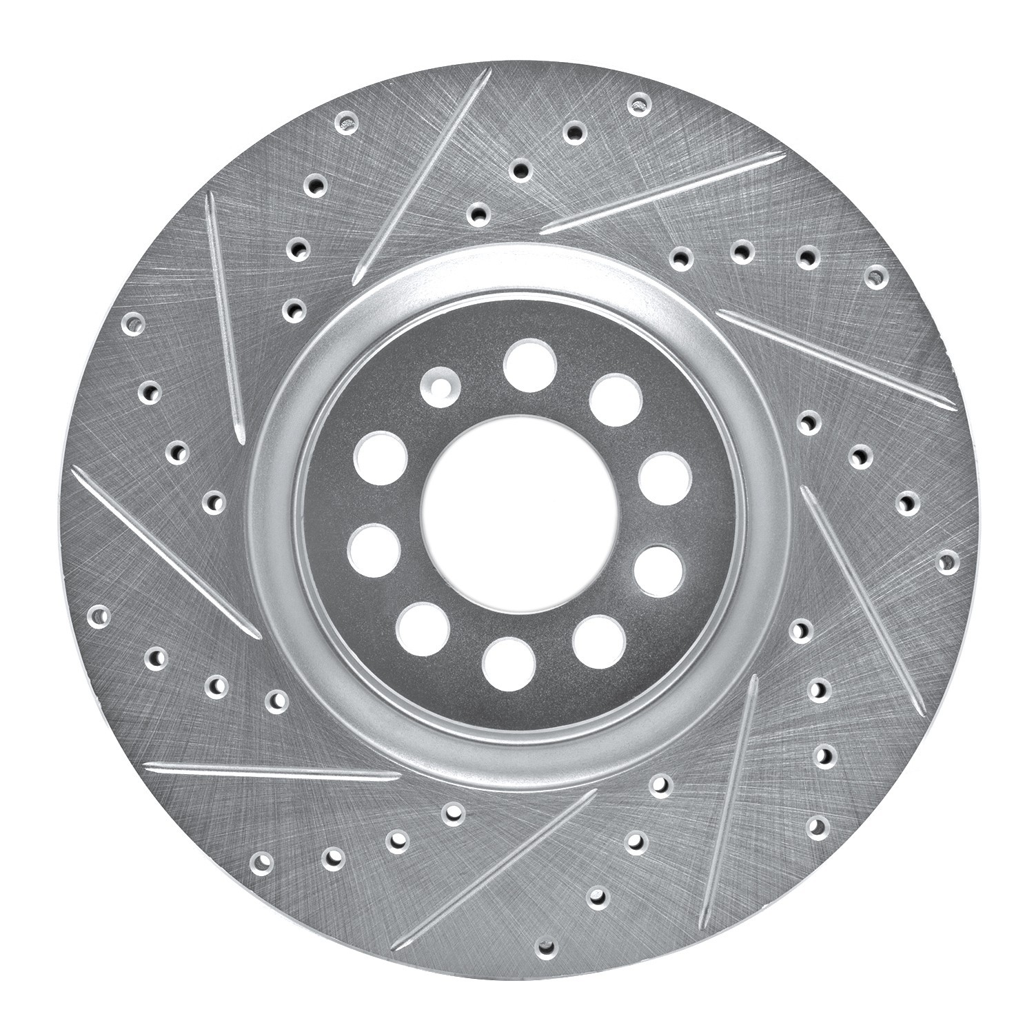 DYN 631-74021L DFC Brake Rotor - Drilled and Slotted - Silver