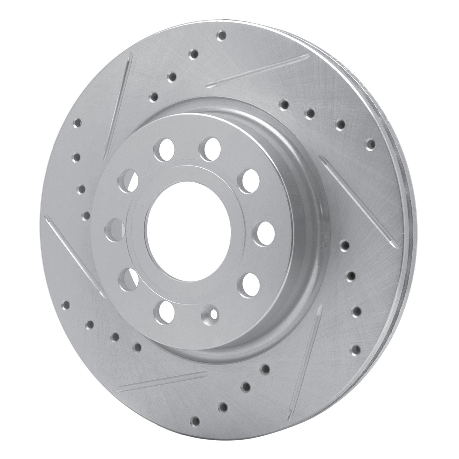 DYN 631-74032L DFC Brake Rotor - Drilled and Slotted - Silver